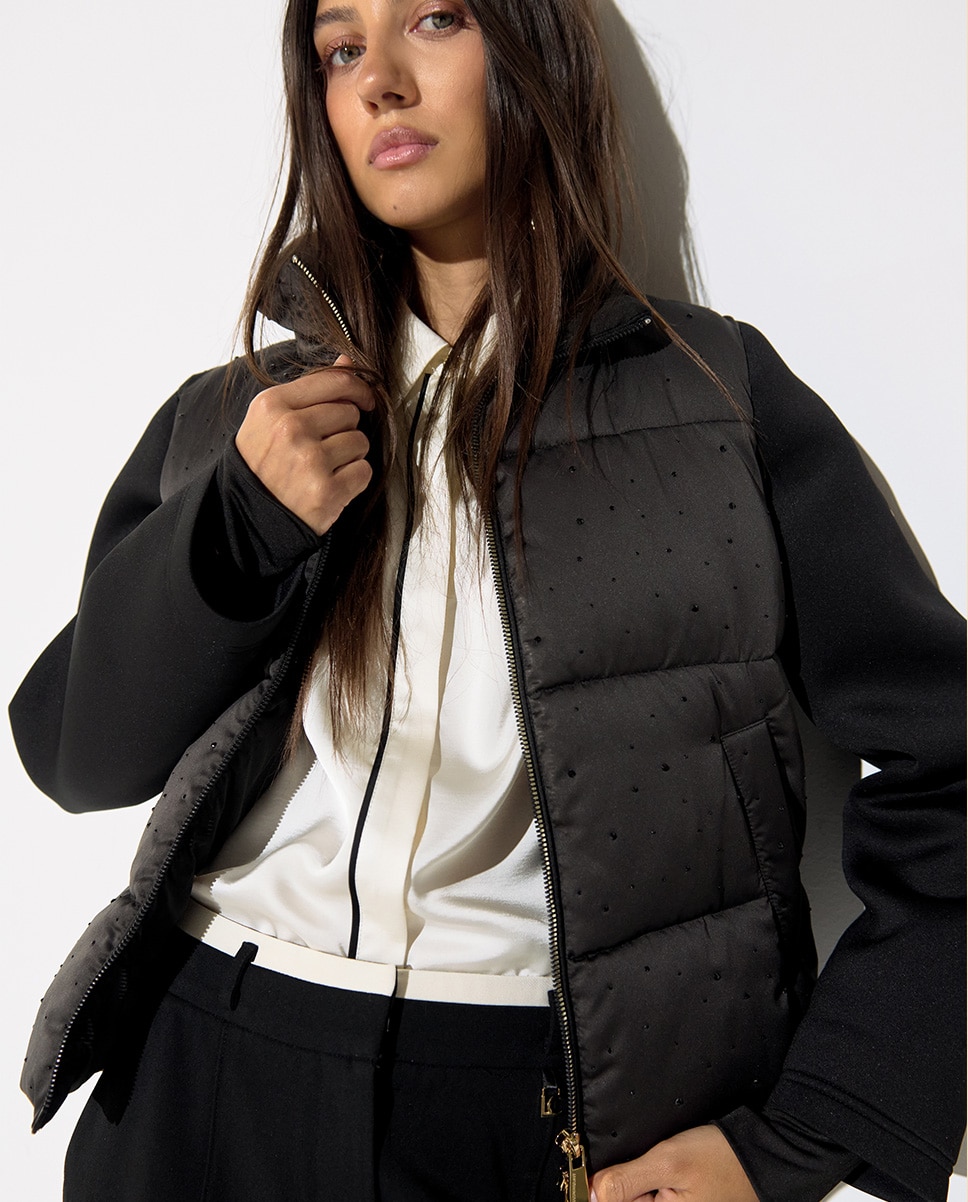 Acolchado de mujer de satén salpicado strass - Lola Casademunt - Negro Negro-2
