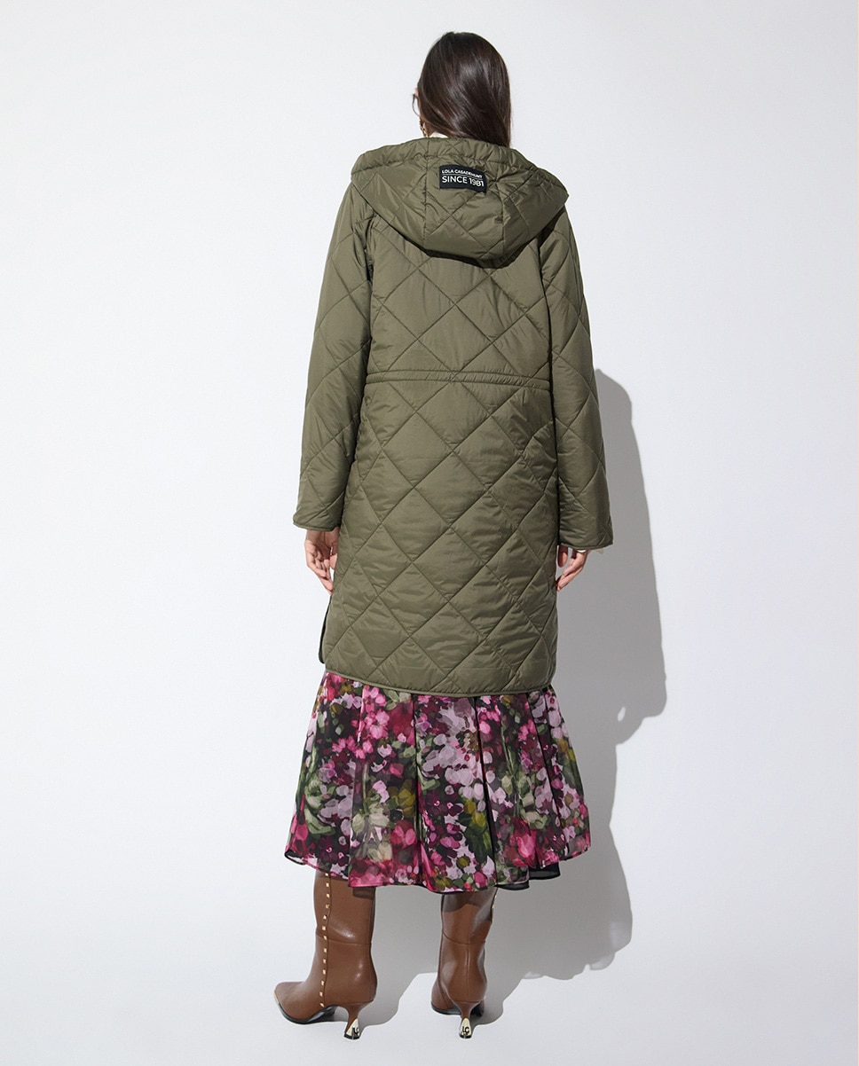 Acolchado de mujer ligero efecto piel con capucha - Lola Casademunt - Verde militar Verde militar-5