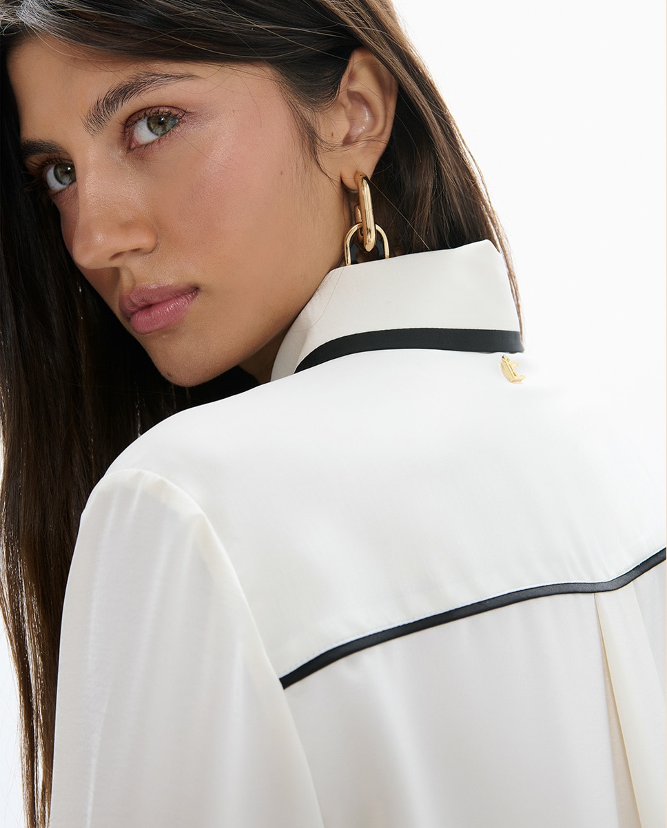 Camisa de mujer contrastes cuello y puños - Lola Casademunt - Crudo Crudo-3