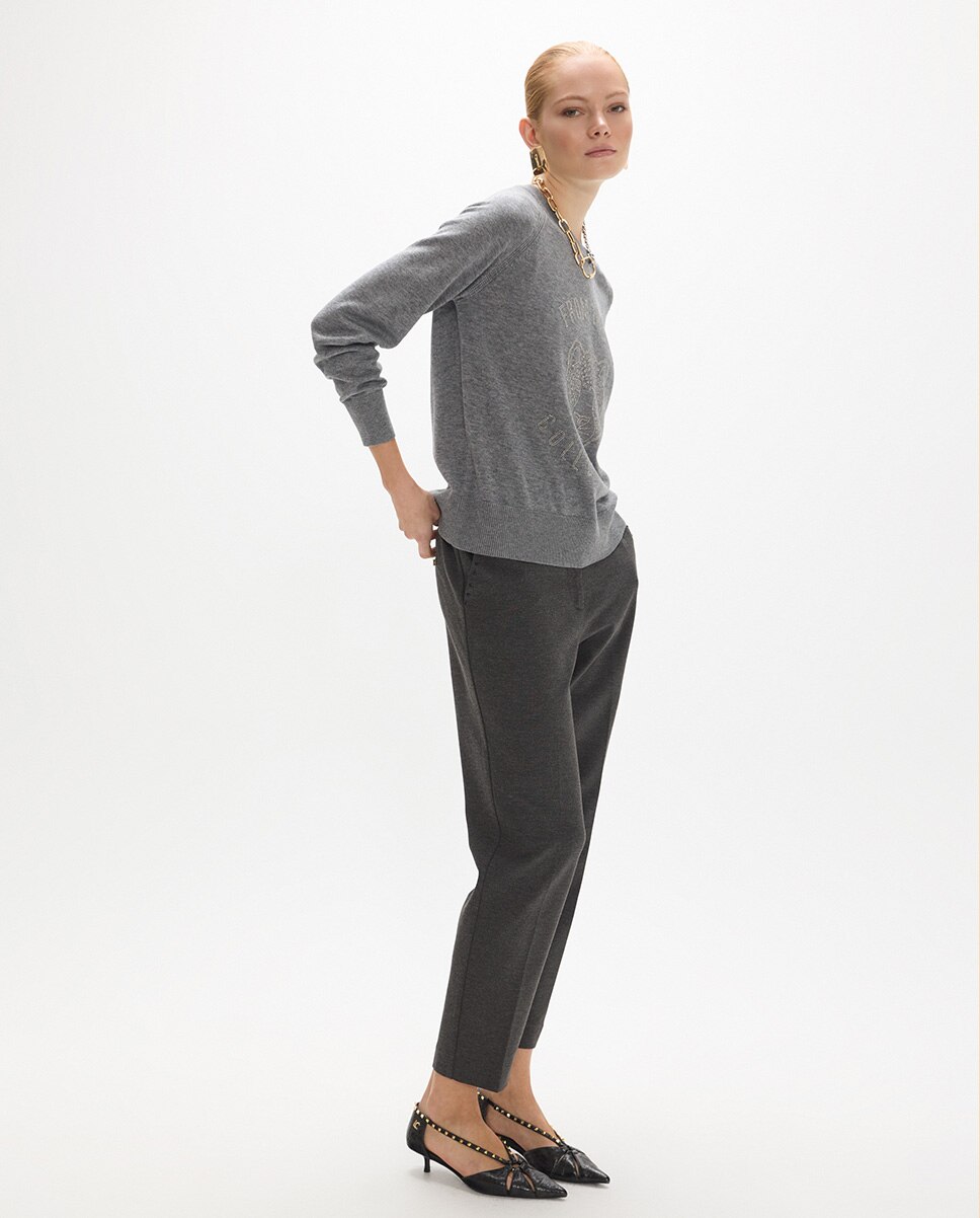 Jersey de mujer cristales animalito - Lola Casademunt - Gris Gris-5