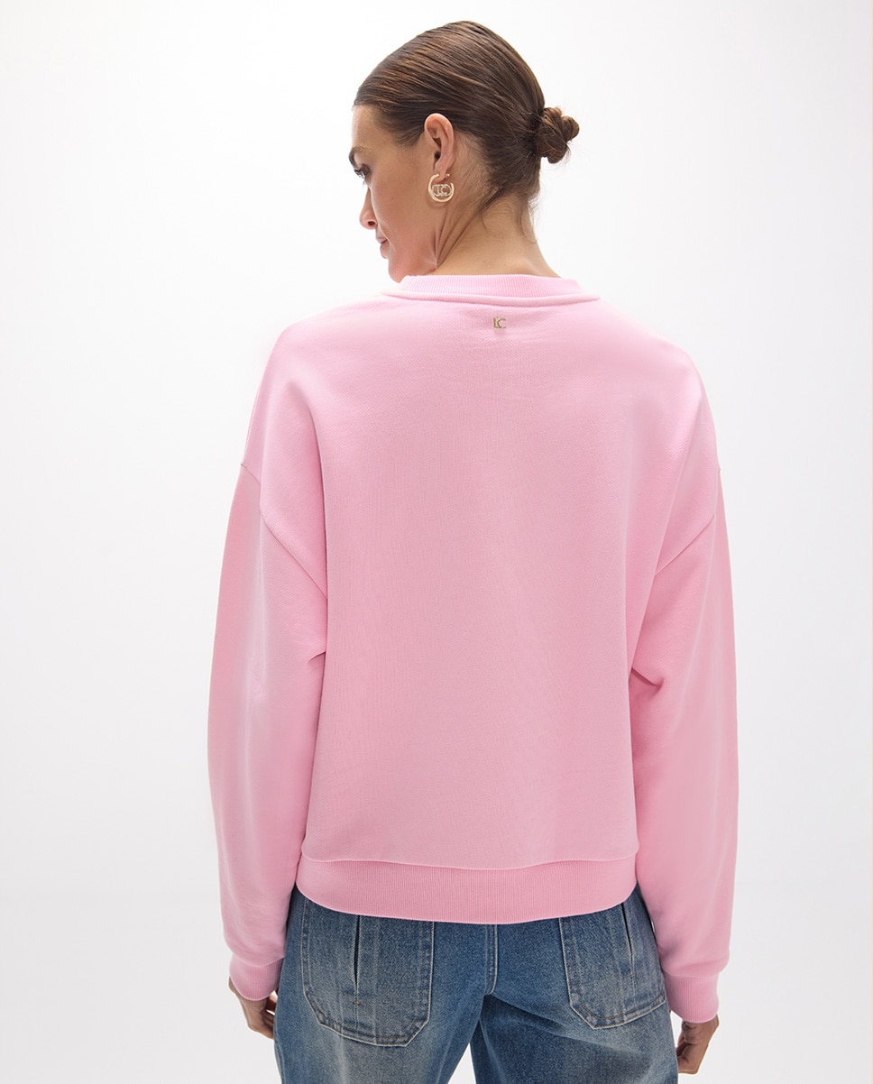Sudadera de mujer cara animal cristales dorados - Lola Casademunt - Rosa Rosa-4