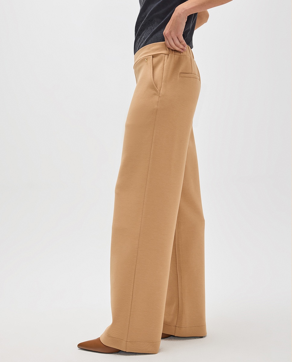 Pantalón jogger de mujer fit flare con bolsillos - Lola Casademunt - Caramelo Caramelo-3