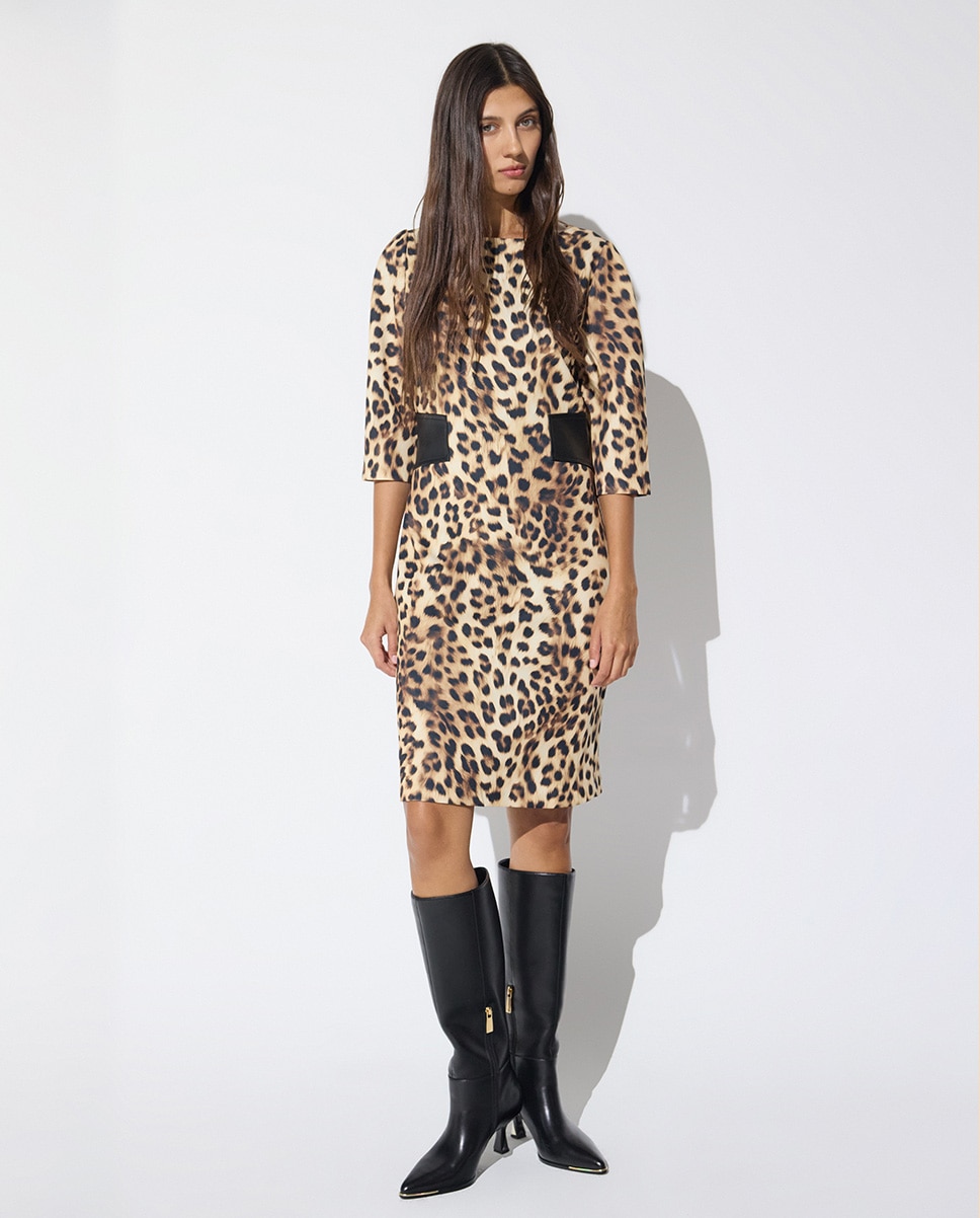 Vestido corto con estampado animal print - Lola Casademunt - Multicolor Multicolor-1