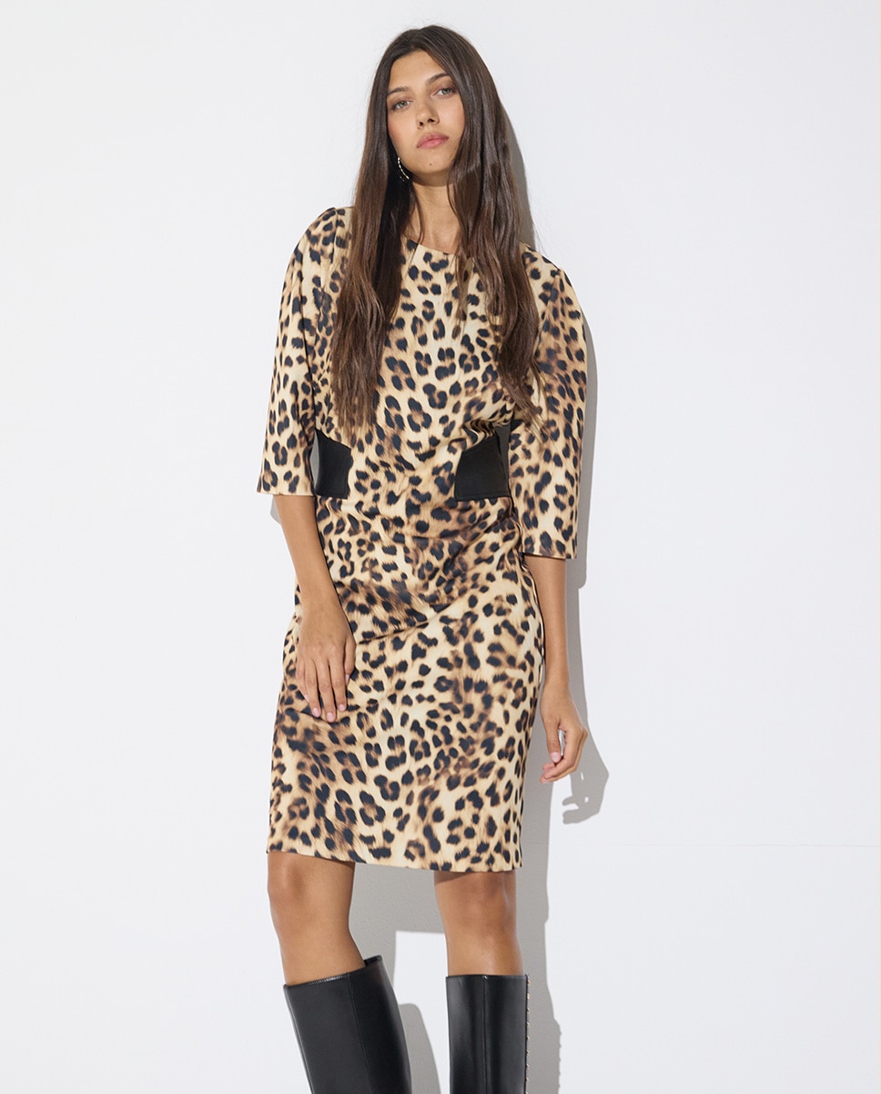 Vestido corto con estampado animal print - Lola Casademunt - Multicolor Multicolor-4