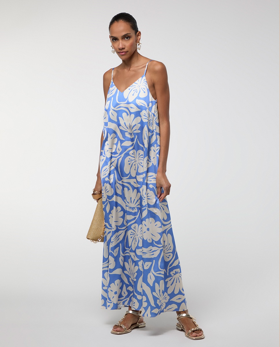 Lola Casademunt - Vestido largo de tirantes en tejido satinado.