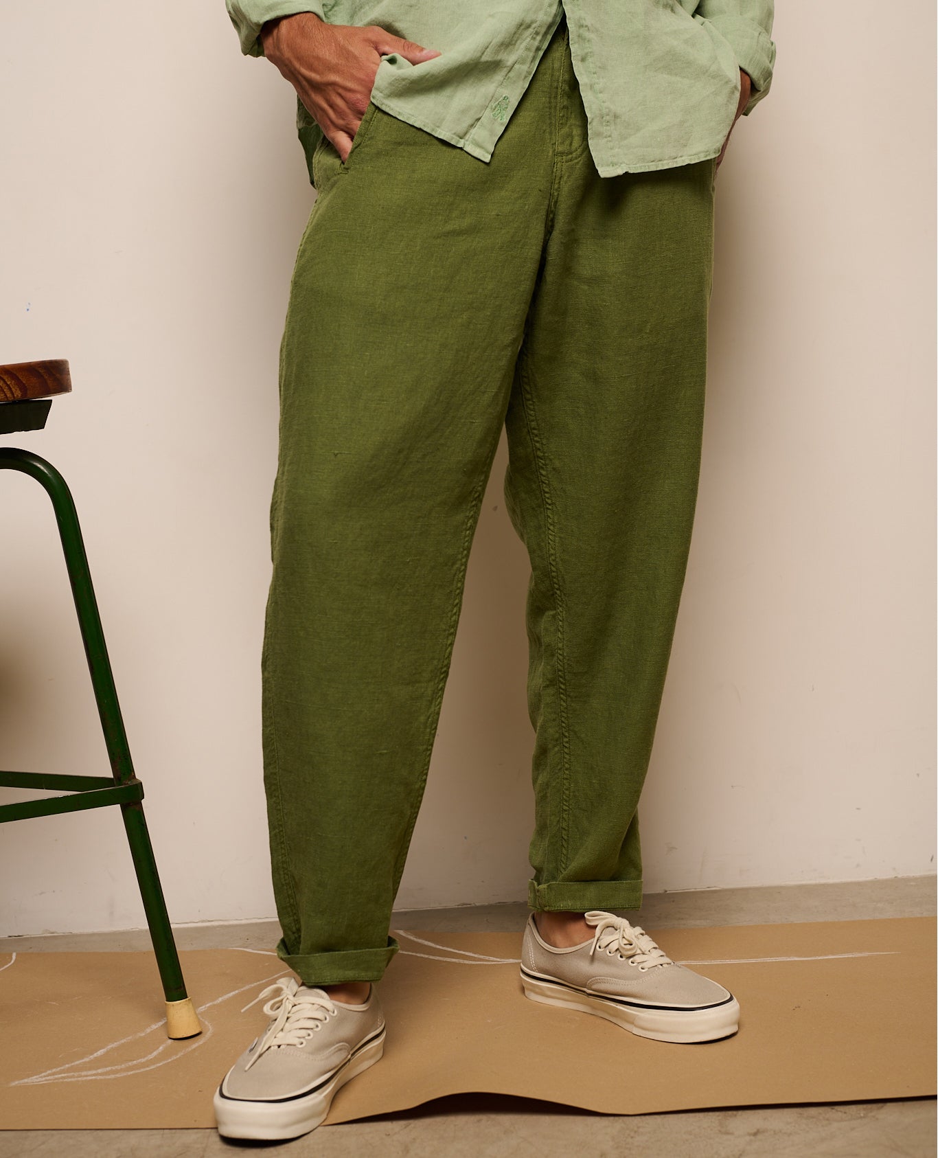 Imagen 1 de Pantalón lino cosme mousse de hombre capri - Tintoremus Sttudio - Verde Verde