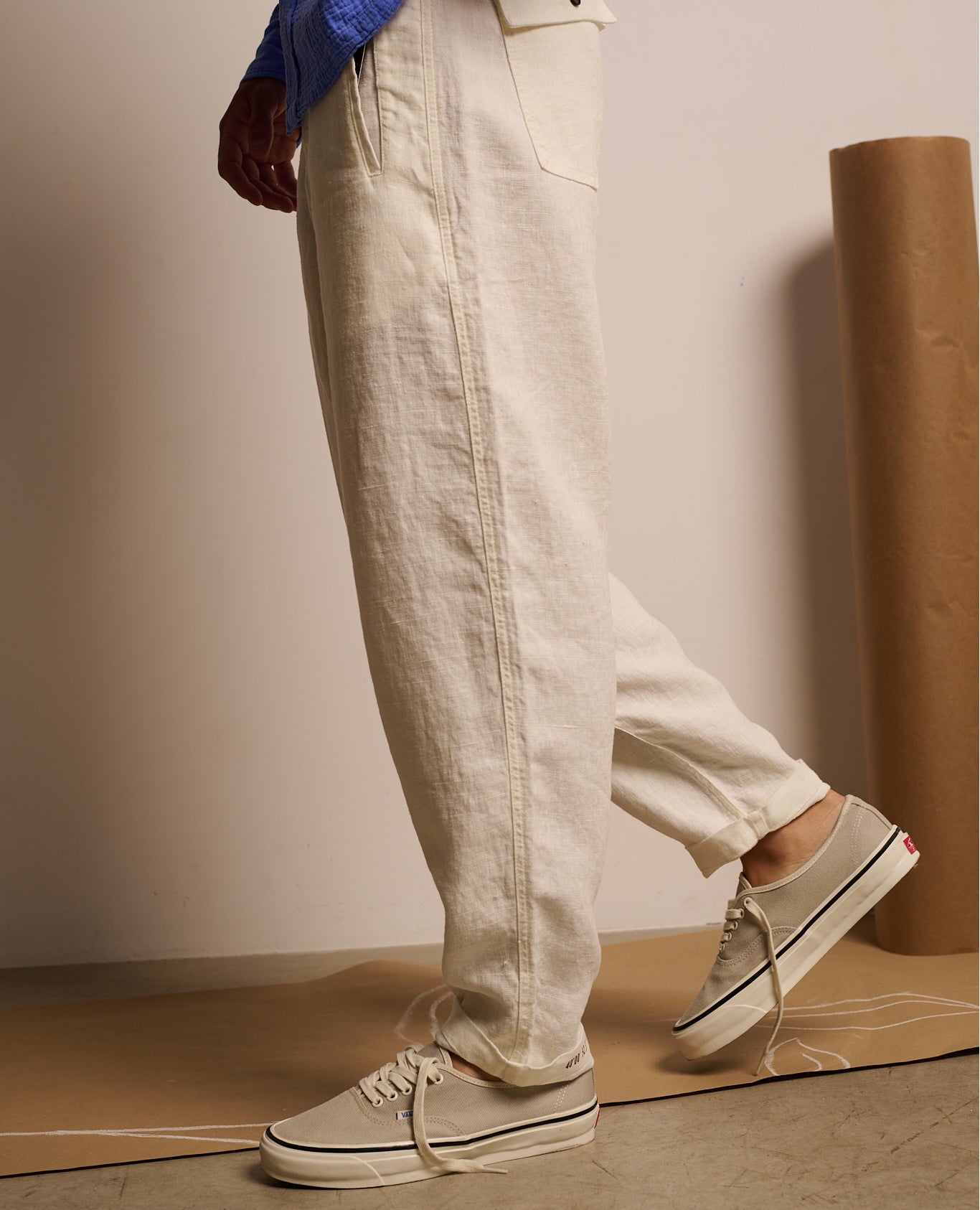 Imagen 2 de Pantalón lino cosme mousse de hombre capri - Tintoremus Sttudio - Blanco Blanco