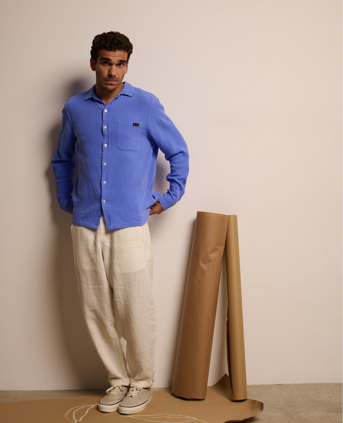 Imagen 3 de Pantalón lino cosme mousse de hombre capri - Tintoremus Sttudio - Blanco Blanco
