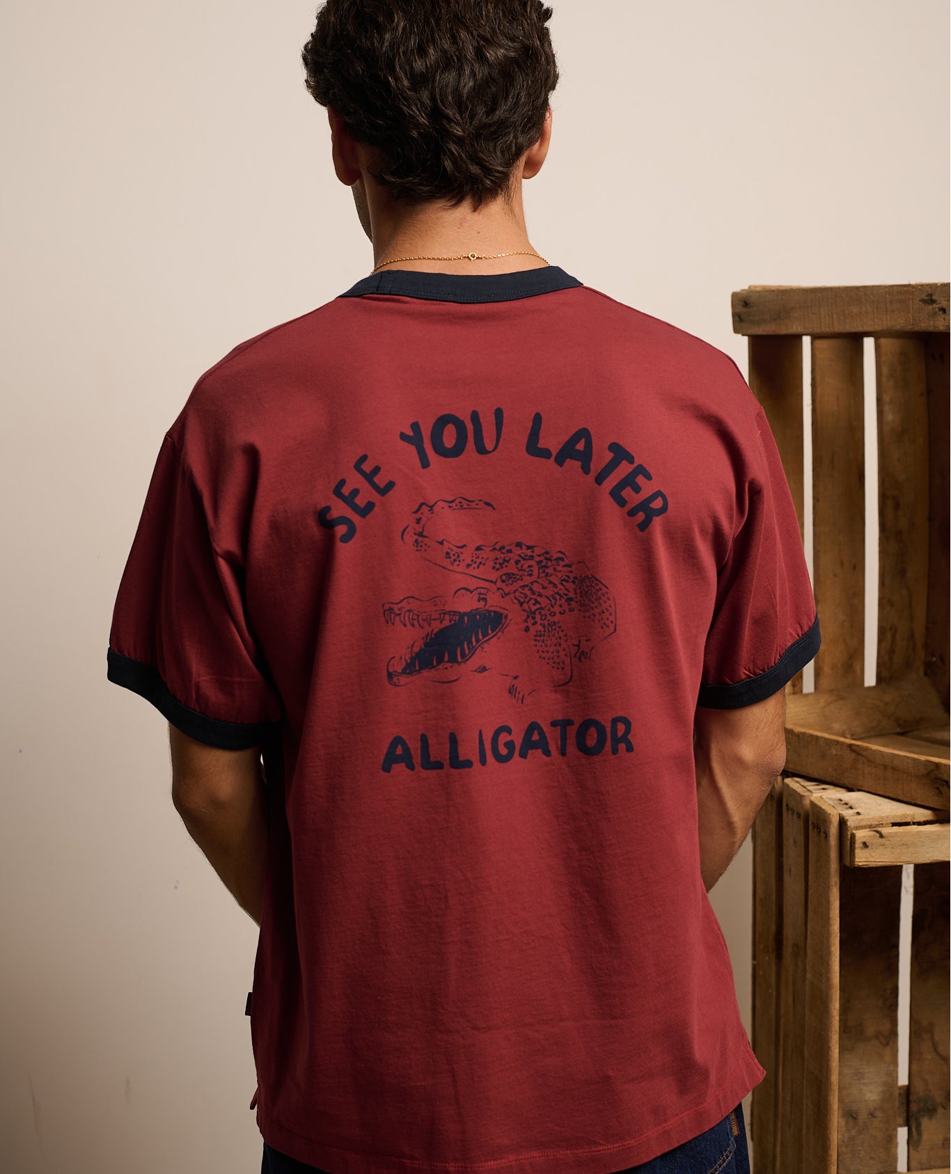 Imagen 1 de Camiseta manga corta henry alligator de hombre factory white - Tintoremus Sttudio - Rojo Rojo