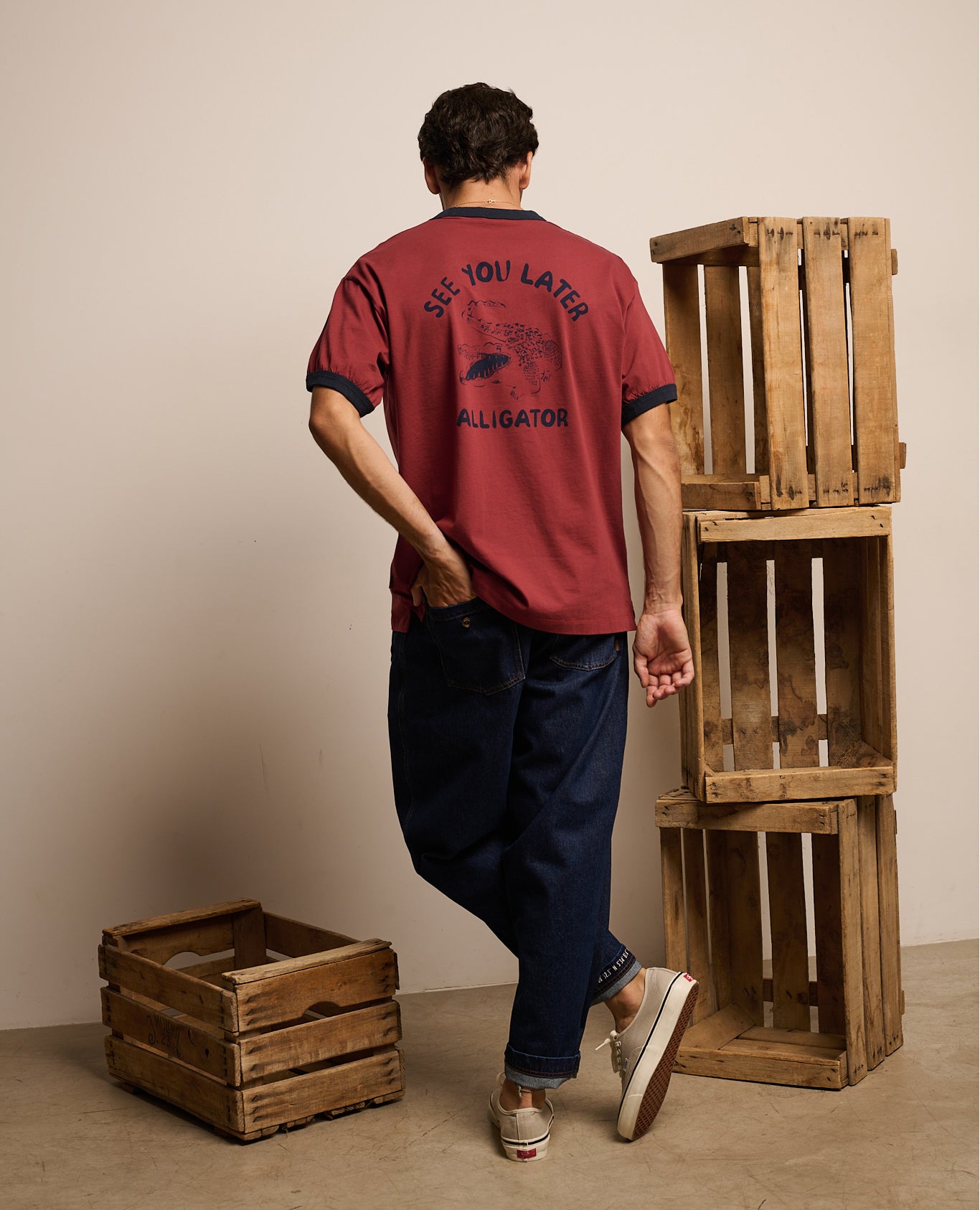 Imagen 3 de Camiseta manga corta henry alligator de hombre factory white - Tintoremus Sttudio - Rojo Rojo