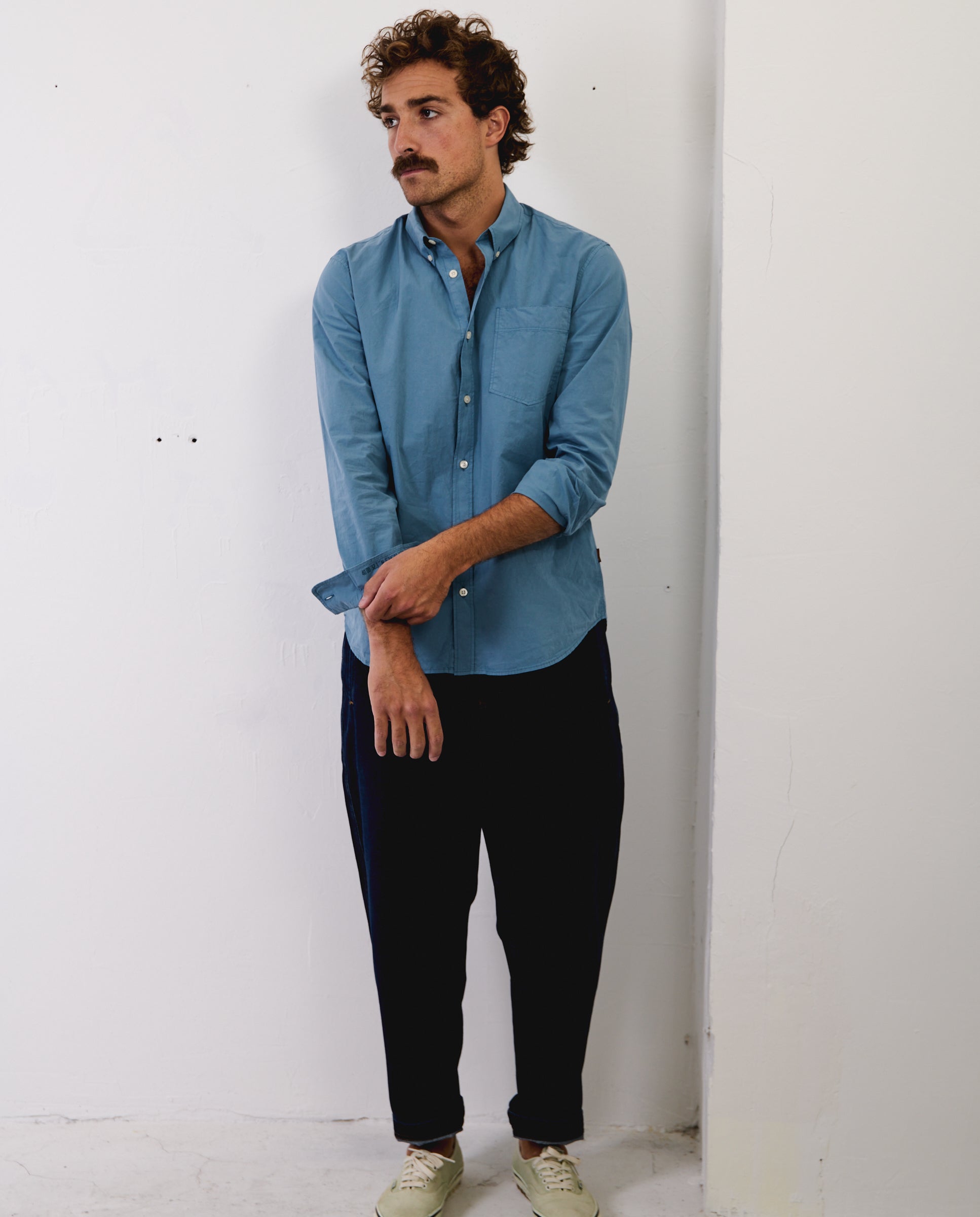 Imagen 1 de Camisa de hombre tipo oxford james Azul