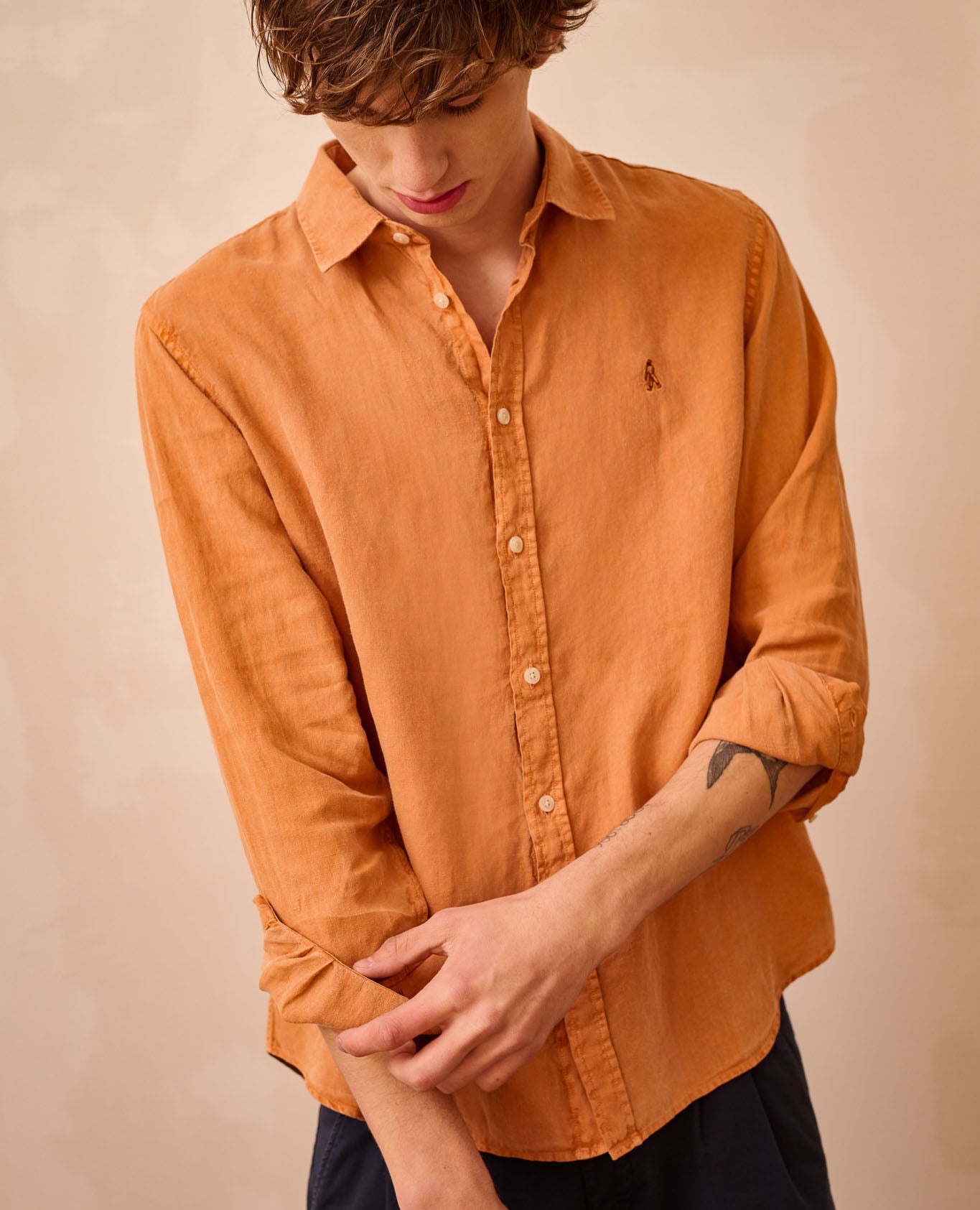 Camisa cary de hombre relaxed dark lilac - Tintoremus Sttudio - Naranja Naranja-5