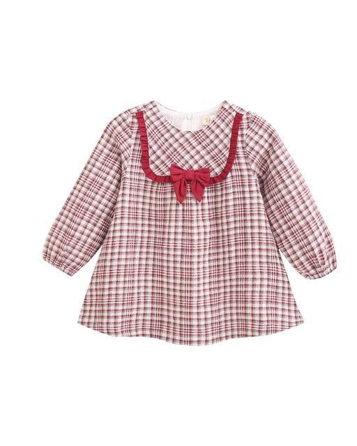 Imagen 0 de Vestido de bebé cuadros y detalle de lazo