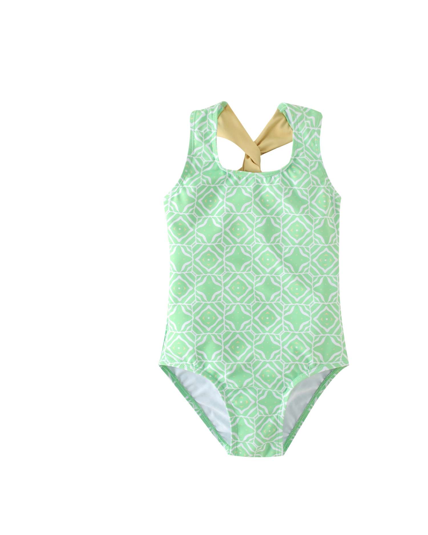 Imagen 0 de Bañador de niña de estampado geométrico Verde