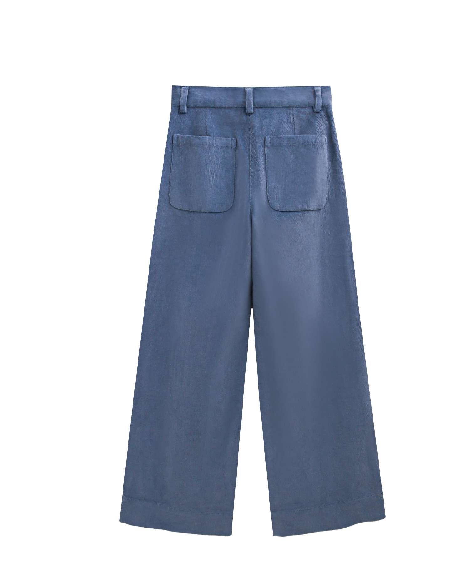 Pantalón de niña de pana con bordado de flor - Dadati - Azul Azul-2