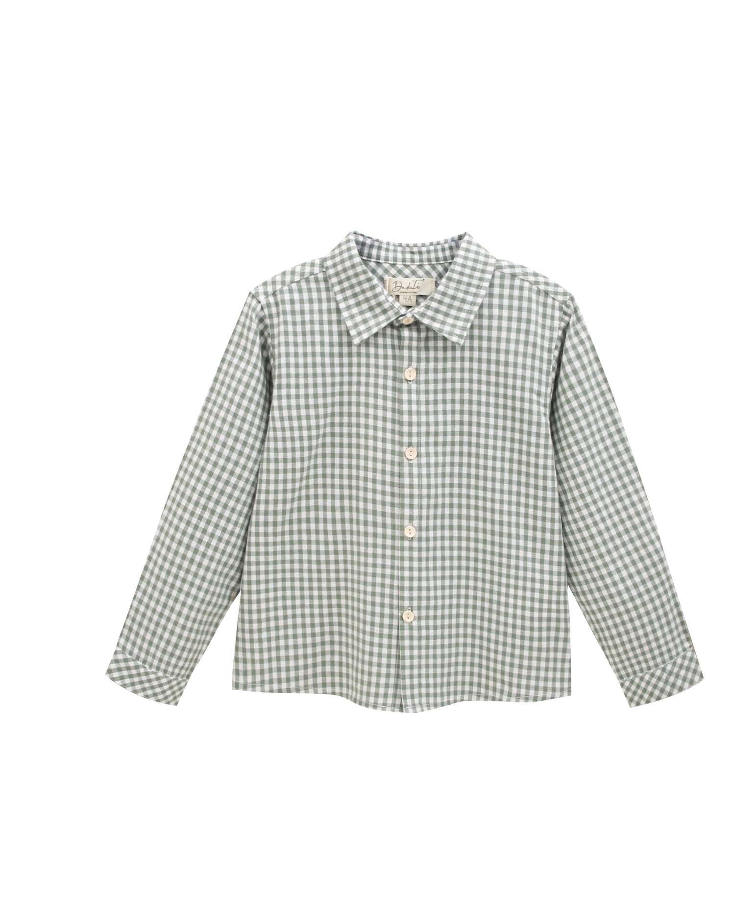 Camisa de niño de cuadros vichy y cuello pico - Dadati - Verde Verde-3