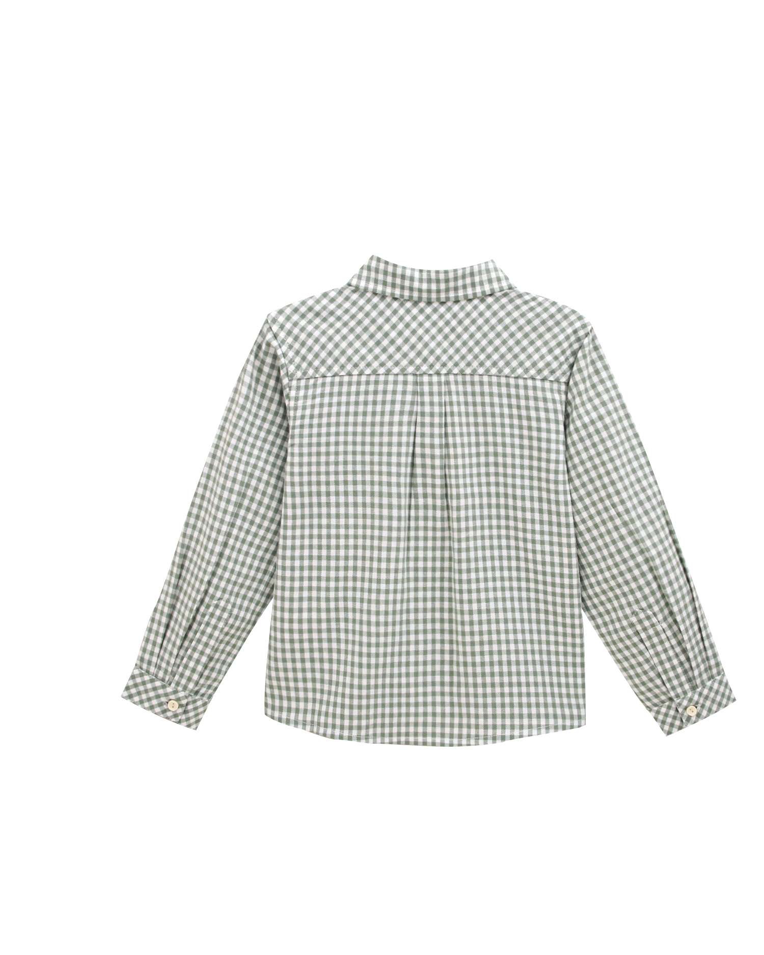 Camisa de niño de cuadros vichy y cuello pico - Dadati - Verde Verde-4