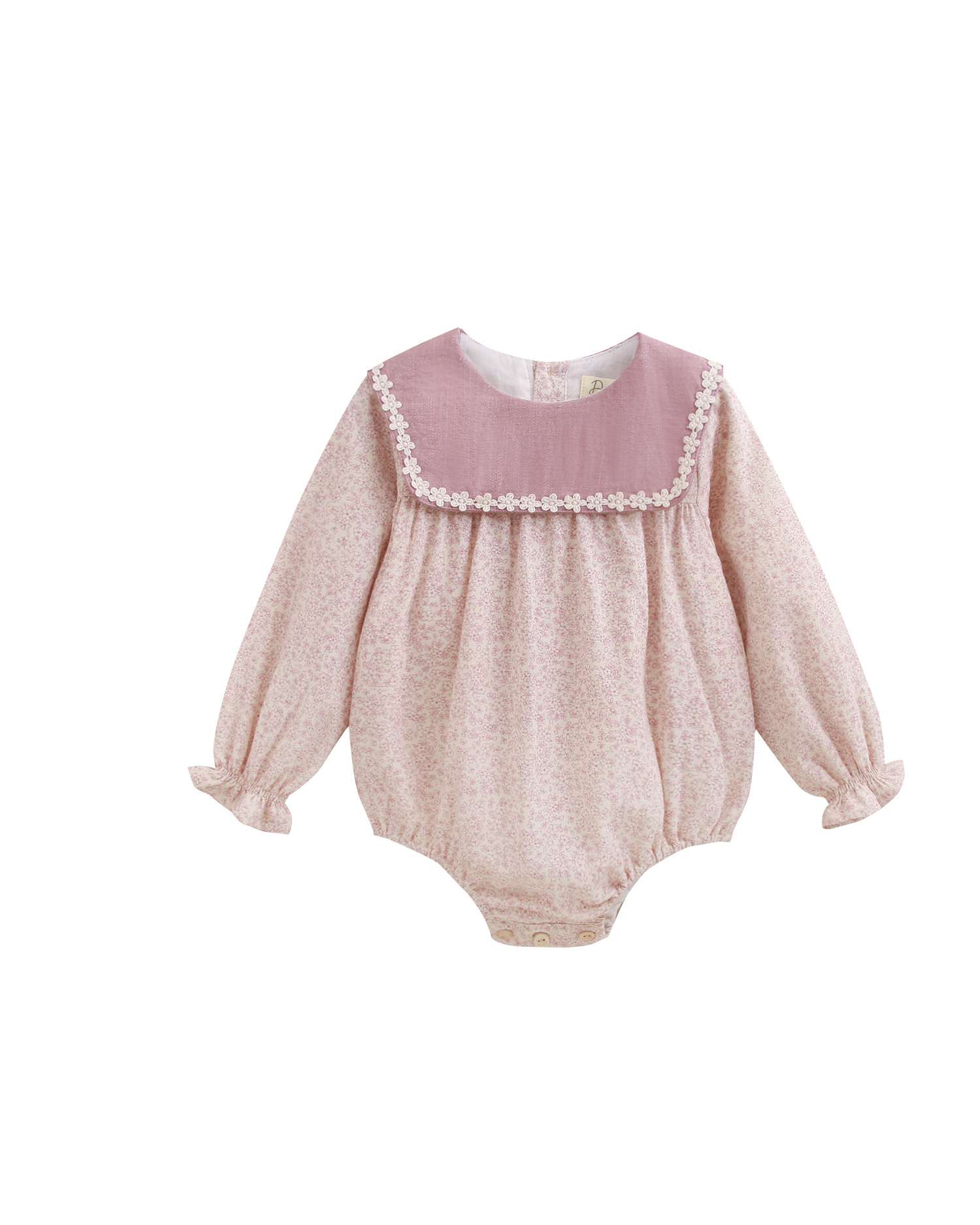 Imagen 0 de Ranita de bebé niña de flores con cuello babero Rosa