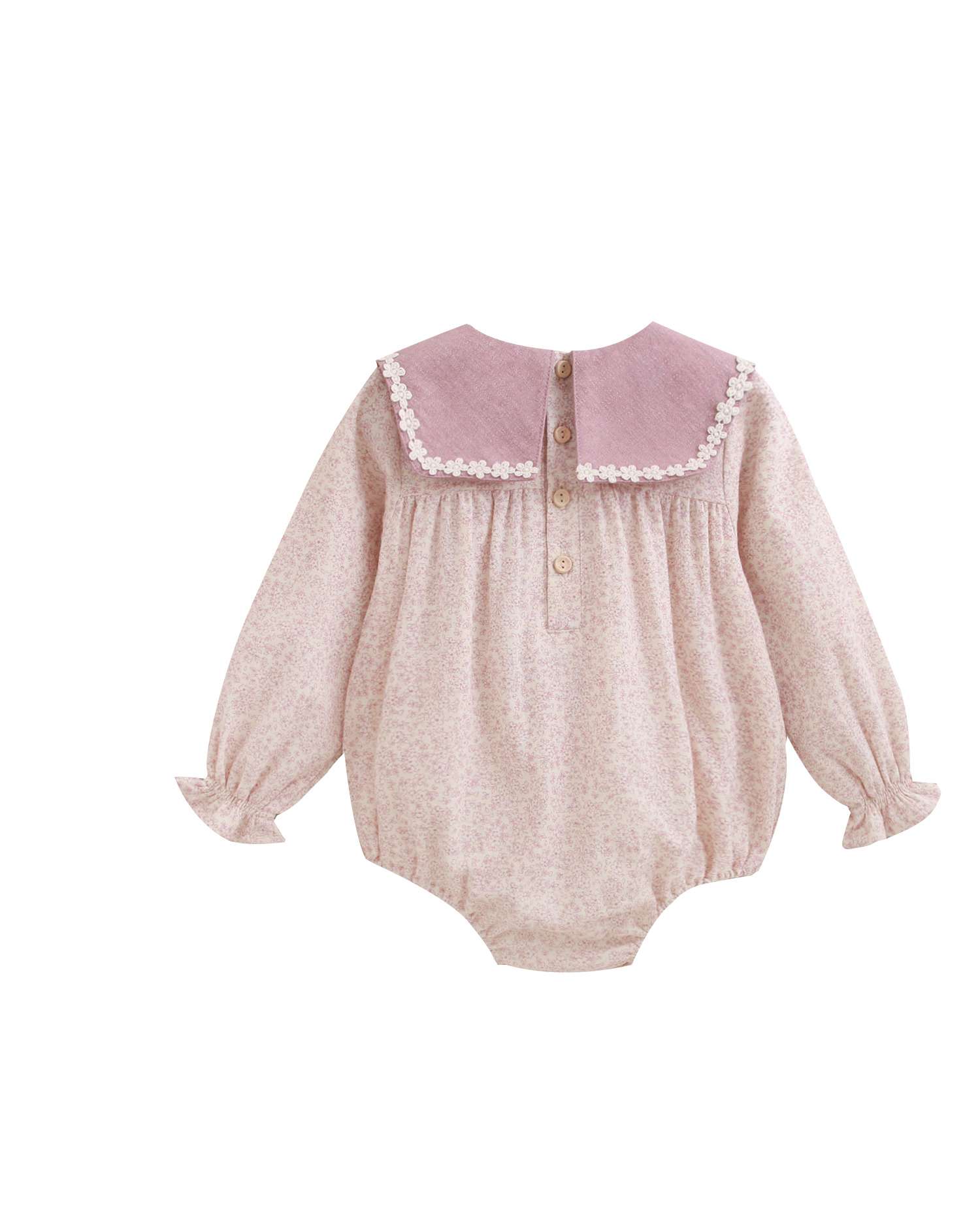 Ranita de bebé niña de flores con cuello babero - Dadati - Rosa Rosa-2