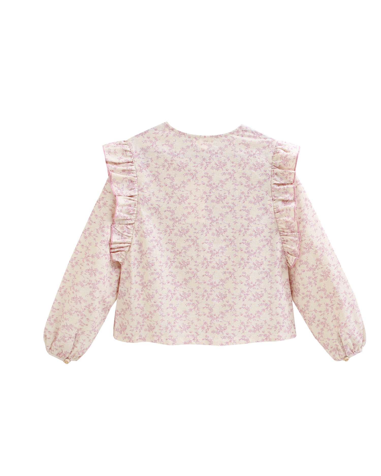 Blusa de niña de flores con volantes - Dadati - Rosa Rosa-4