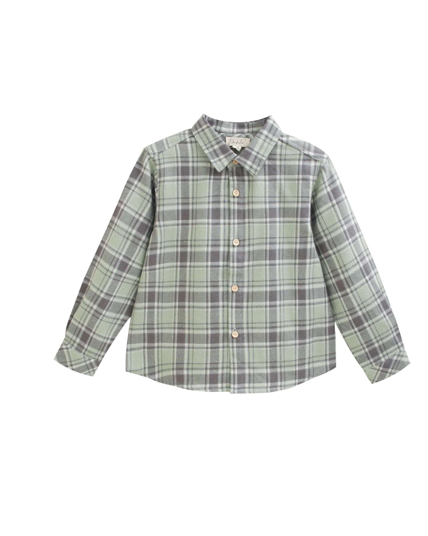 Camisa de niño de cuadros y cuello pico - Dadati - Verde Verde-3