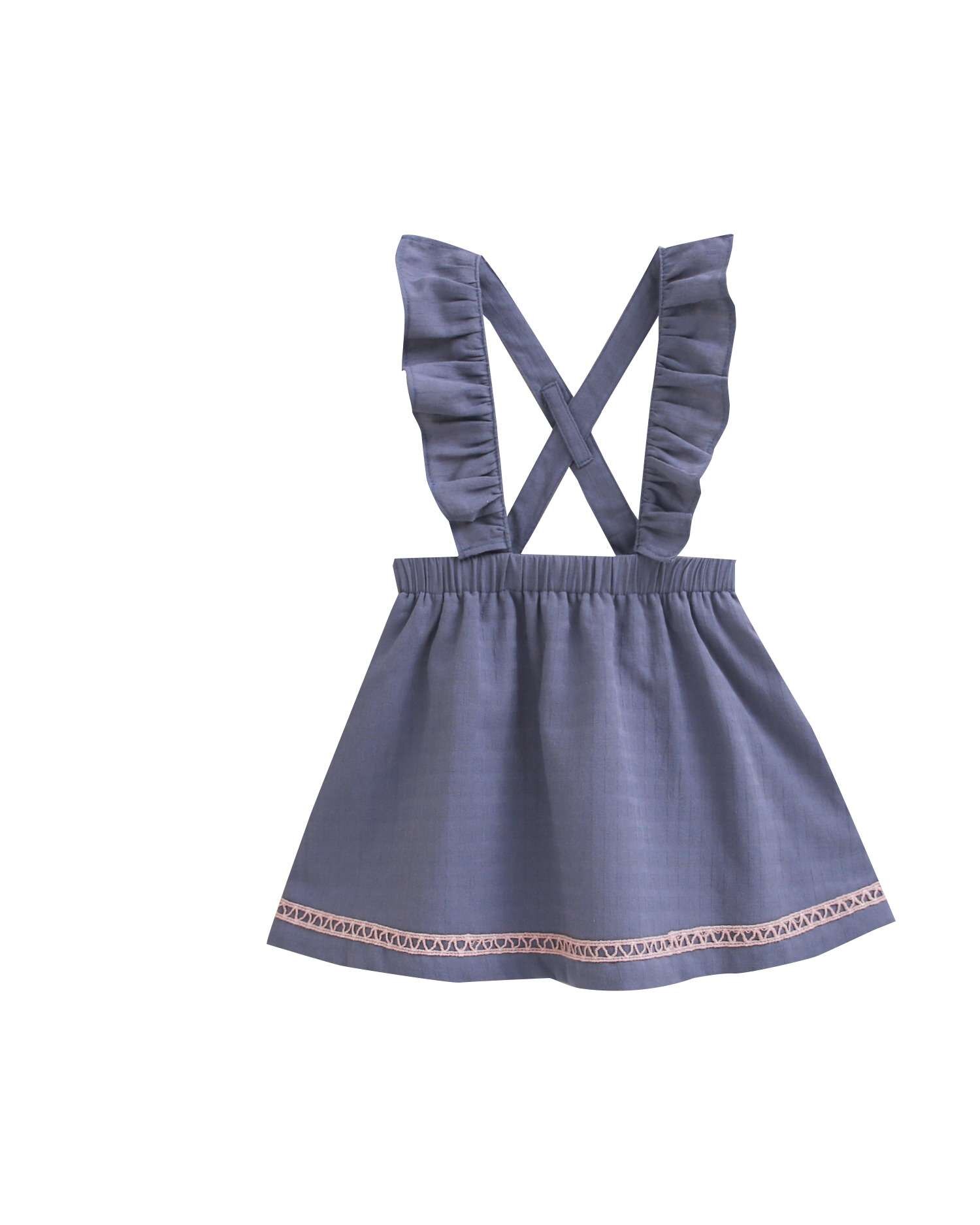 Falda con tirantes de bebé niña con puntilla en - Dadati - Azul Azul-1