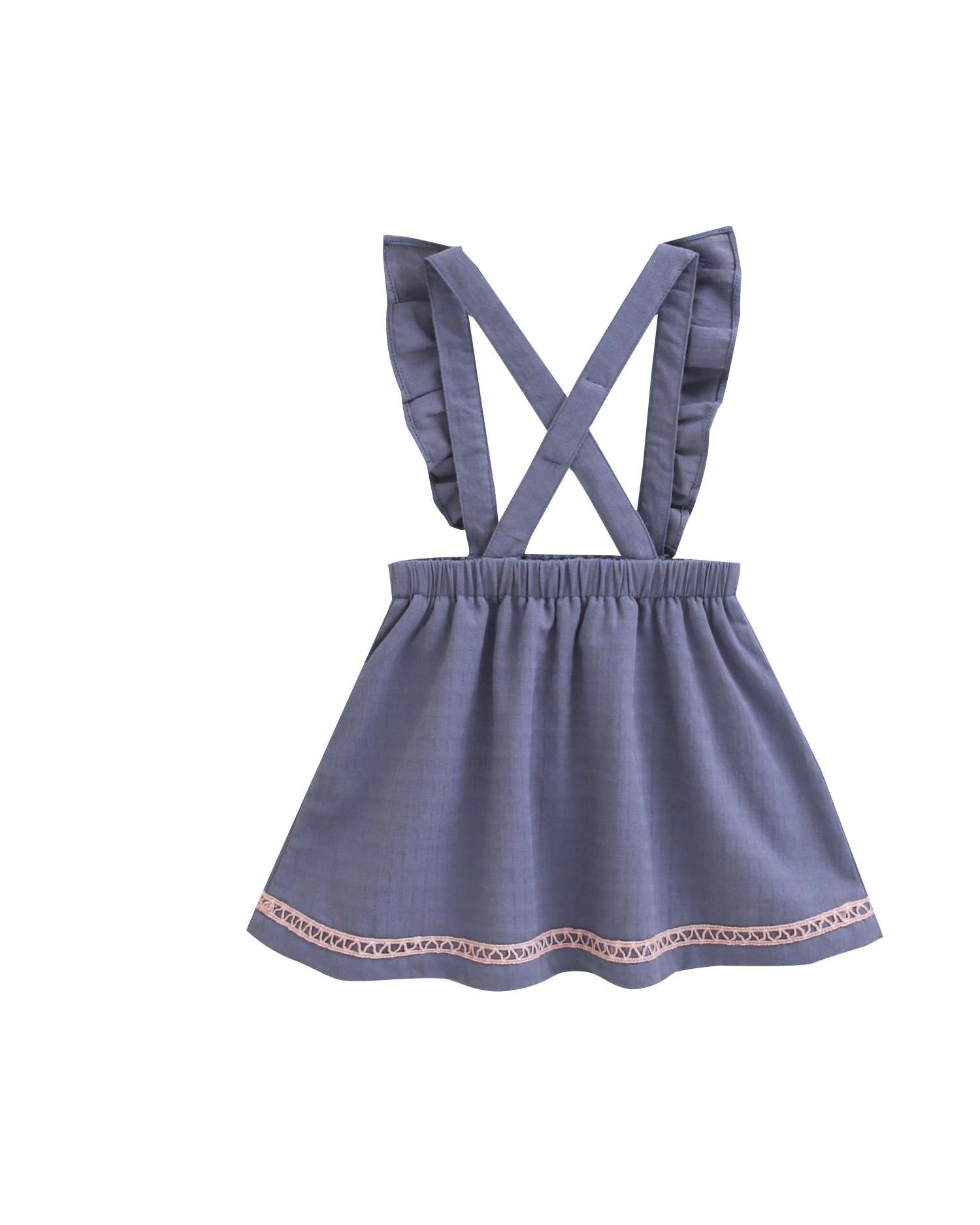 Falda con tirantes de bebé niña con puntilla en - Dadati - Azul Azul-2