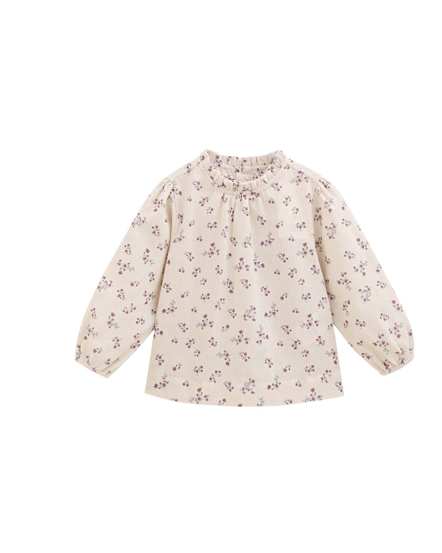 Imagen 0 de Blusa de bebé niña con flores rojas y cuello fruncido Blanco