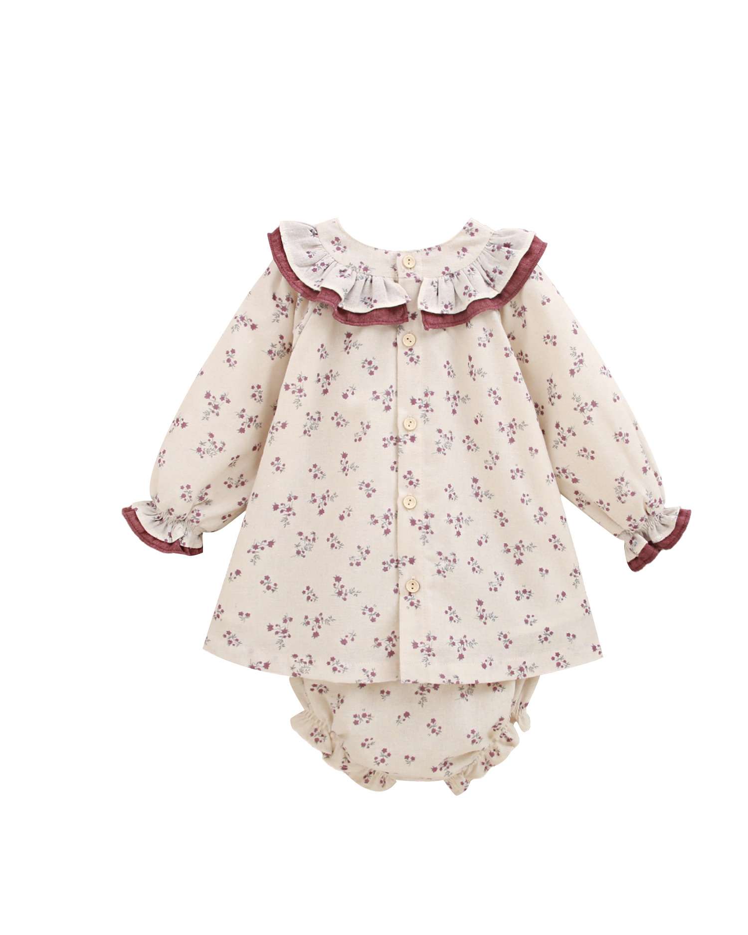 Imagen 2 de Vestido de bebé niña con estampado floral y detalle de pompón - Dadati - Blanco Blanco