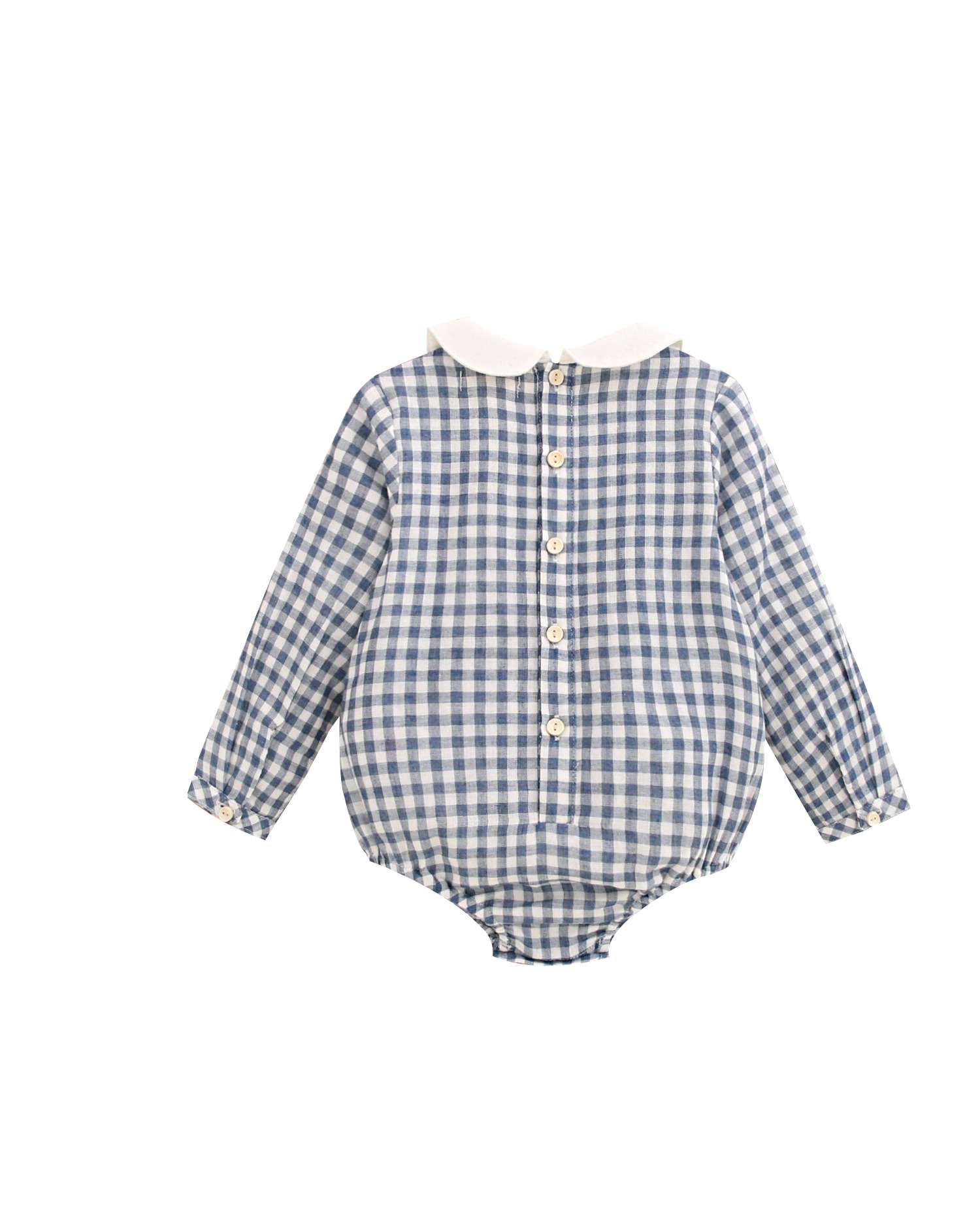 Ranita de bebé niño de cuadros vichy con cuello bebé - Dadati - Azul Azul-2