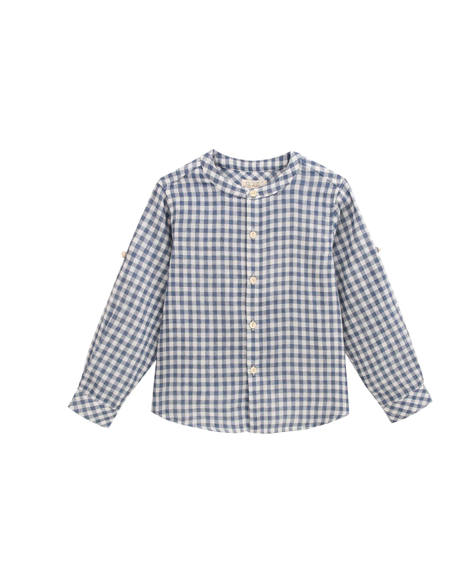 Camisa de niño de cuadros vichy y cuello mao - Dadati - Azul Azul-3