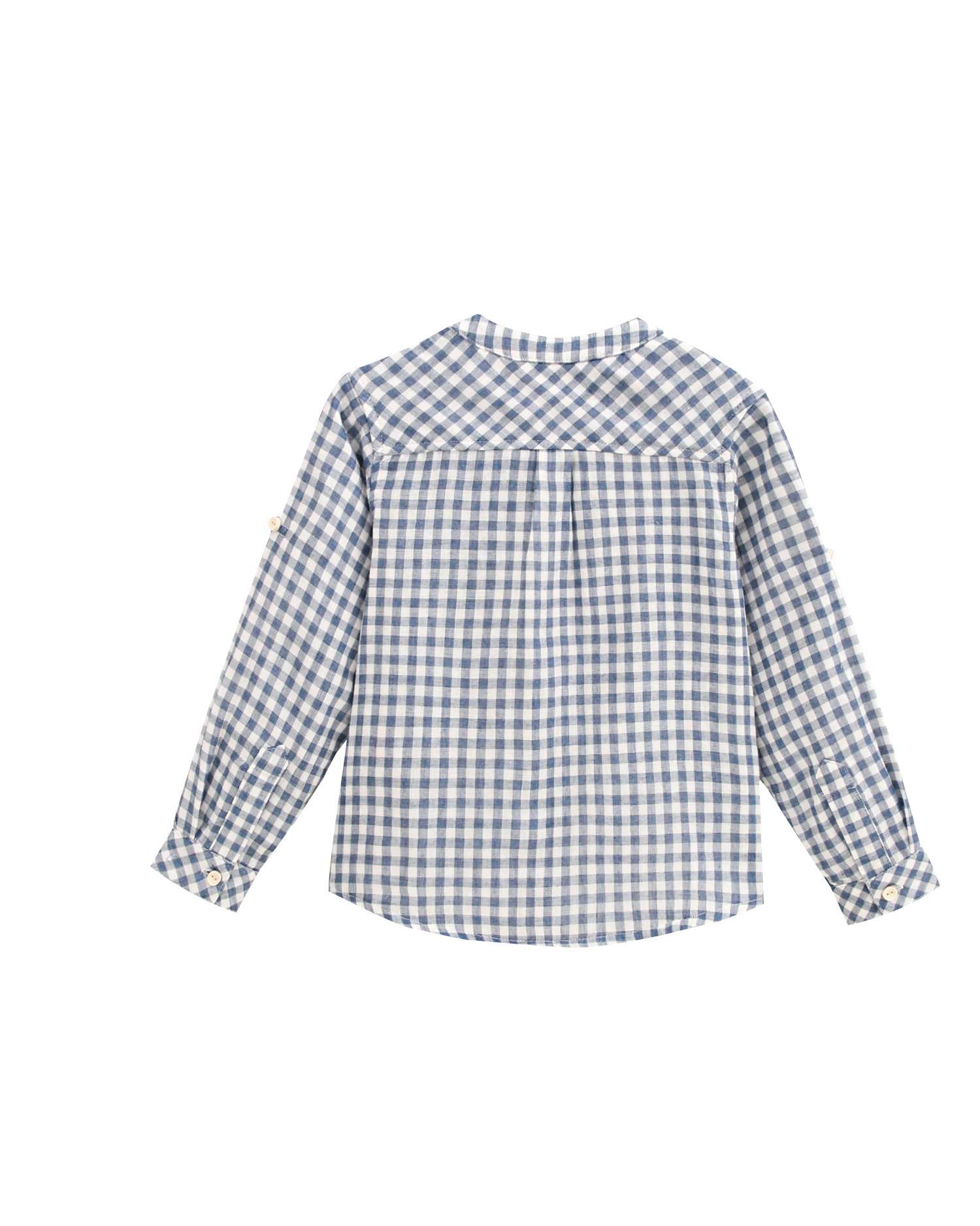 Camisa de niño de cuadros vichy y cuello mao - Dadati - Azul Azul-4