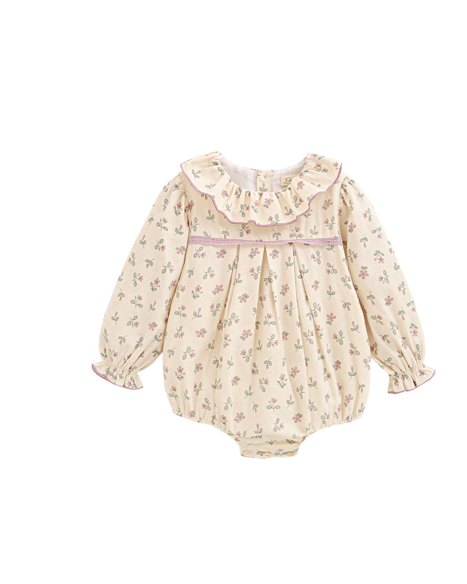 Imagen 0 de Ranita de bebé niña de flores con cuello volante Natural