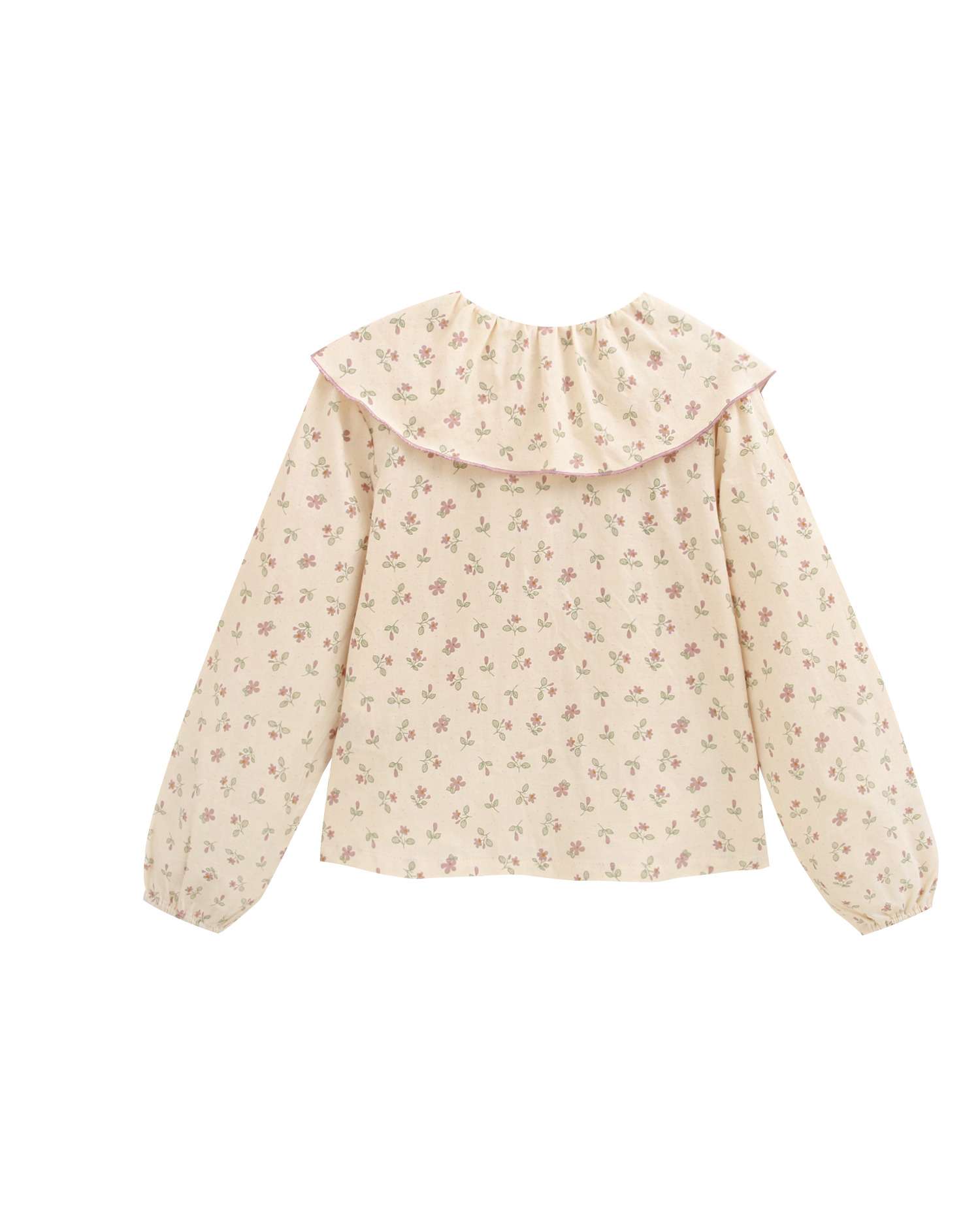 Blusa de niña de flores con cuello babero con volante - Dadati - Natural Natural-4