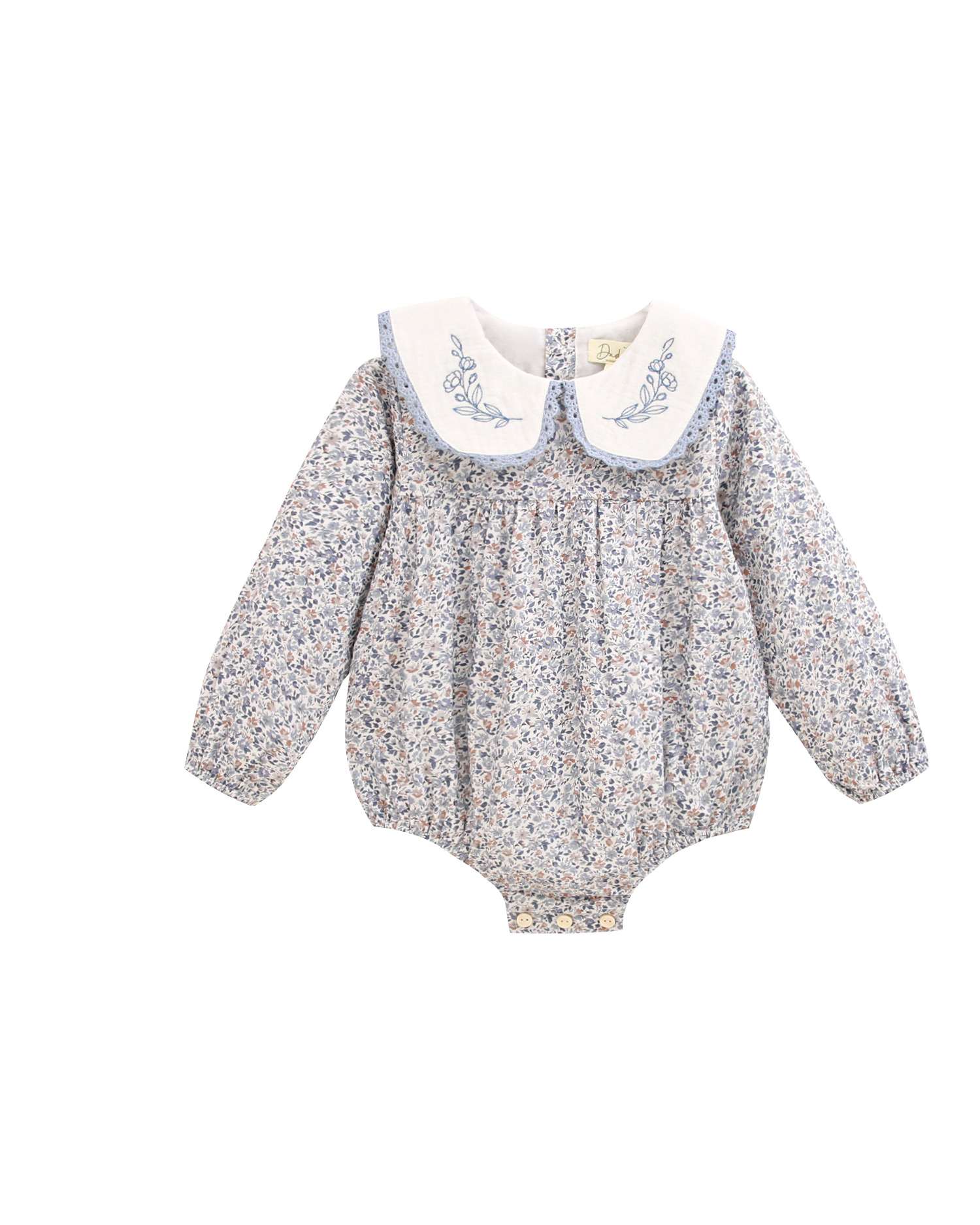 Imagen 0 de Ranita de bebé niña de flores con detalle bordado en cuello Azul