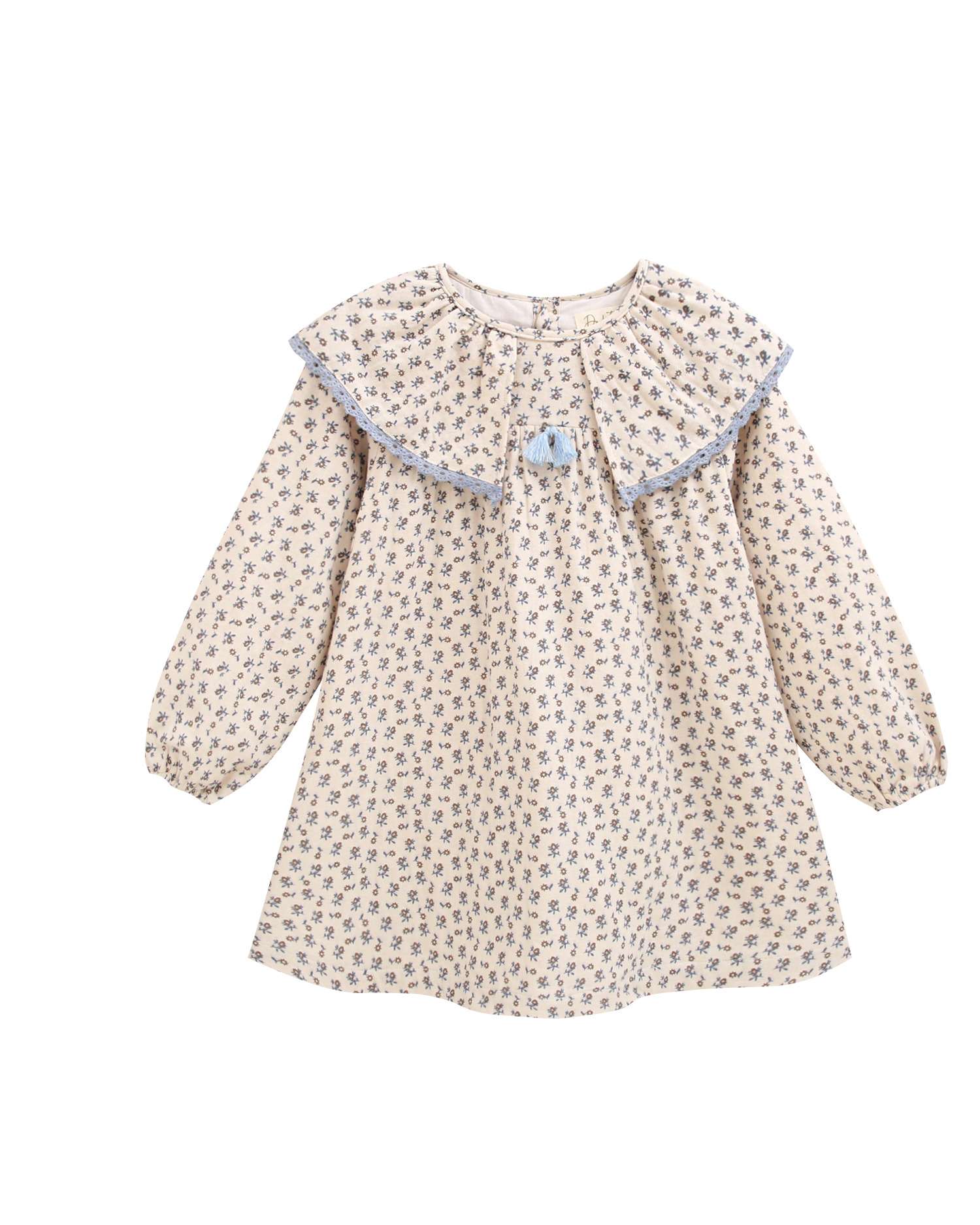 Vestido de niña de flores con cuello redondo volante - Dadati - Natural Natural-3