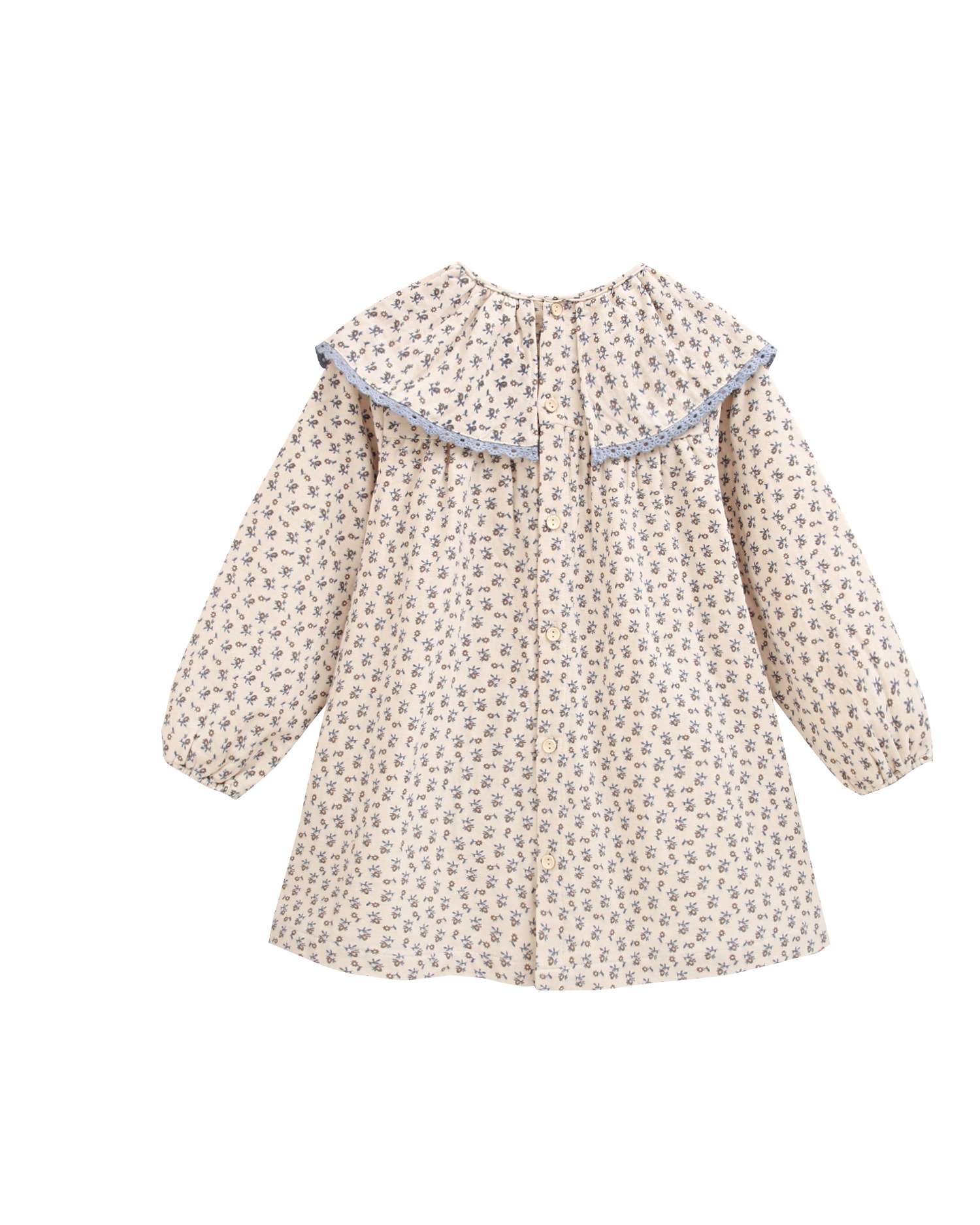 Vestido de niña de flores con cuello redondo volante - Dadati - Natural Natural-4