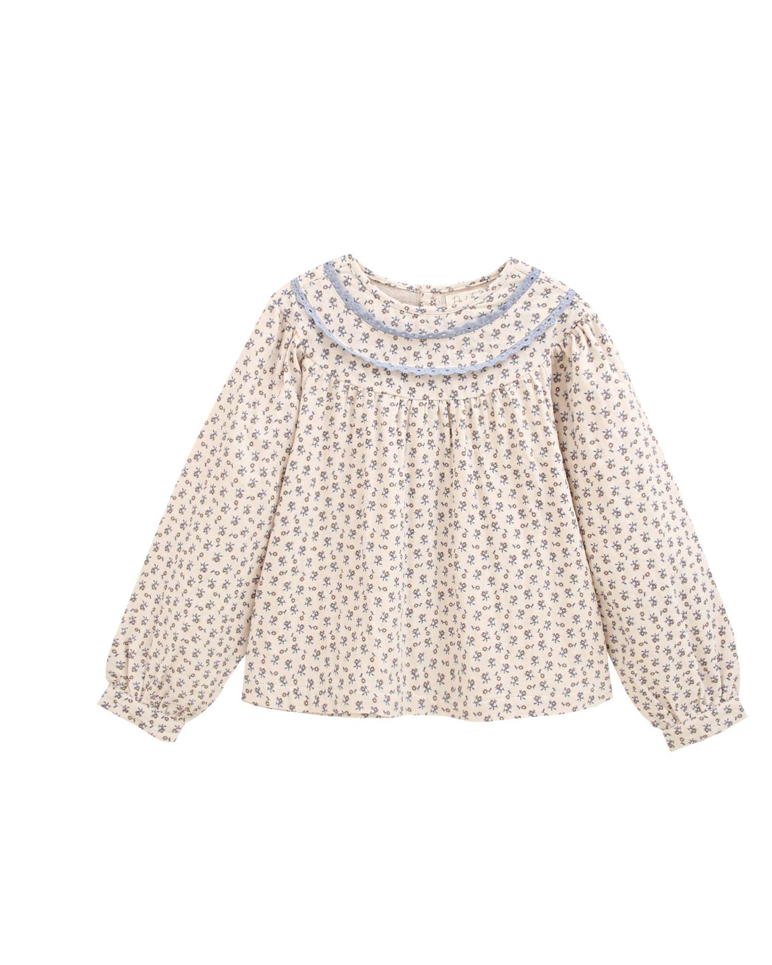 Blusa de niña de flores con cuello volante bordado - Dadati - Natural Natural-5