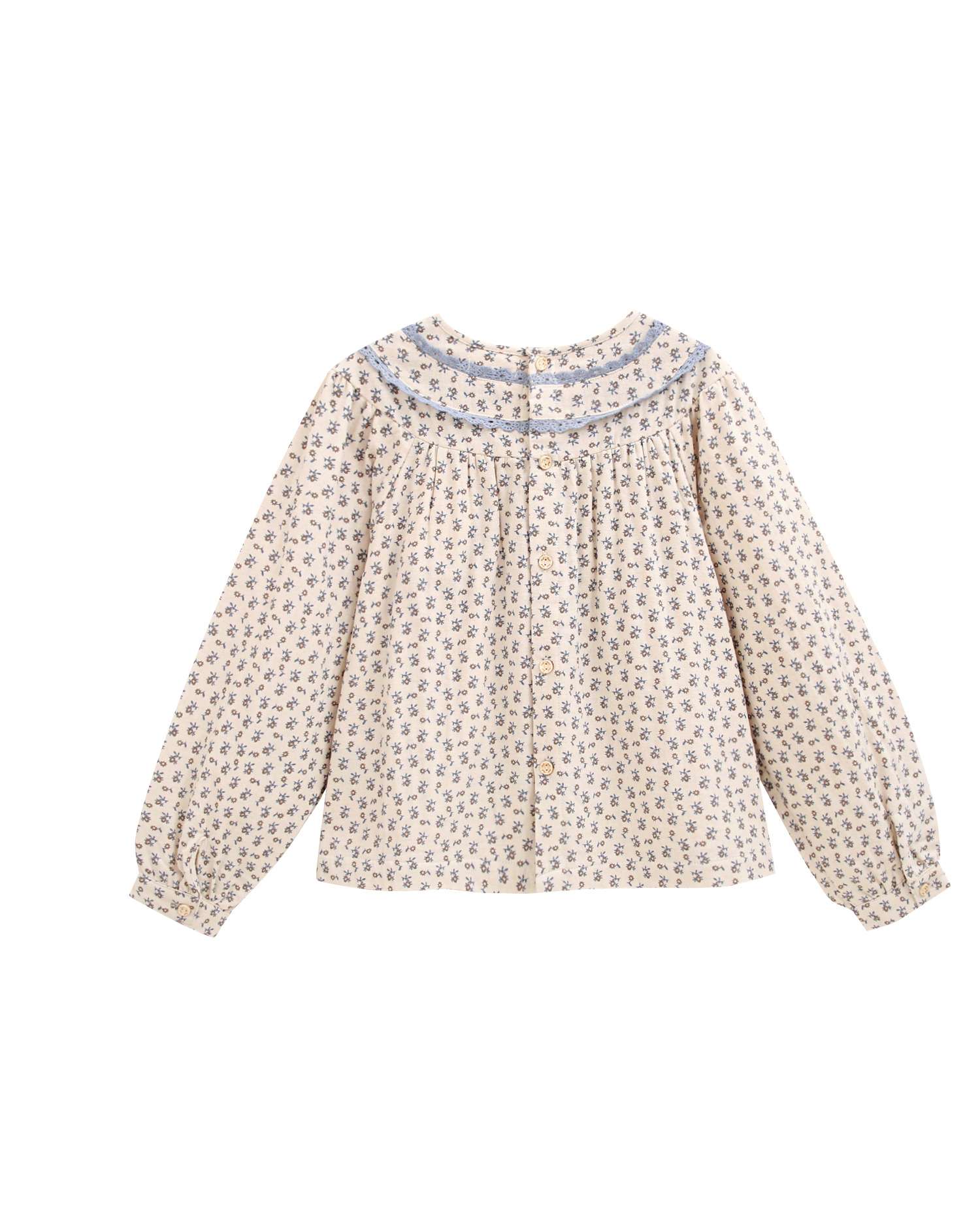 Blusa de niña de flores con cuello volante bordado - Dadati - Natural Natural-4