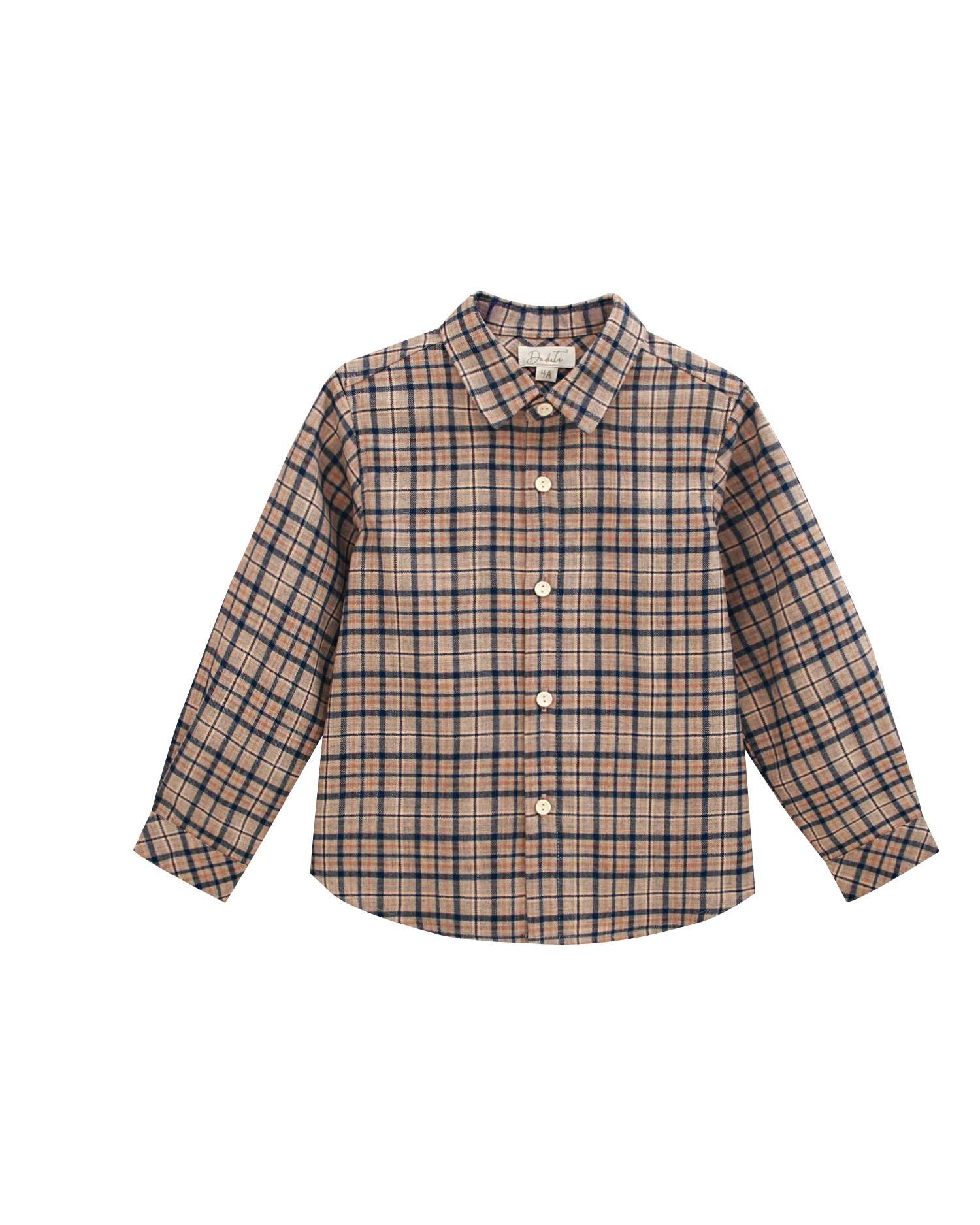 Camisa de niño de cuadros con cuello pico - Dadati - Marrón Marrón-3