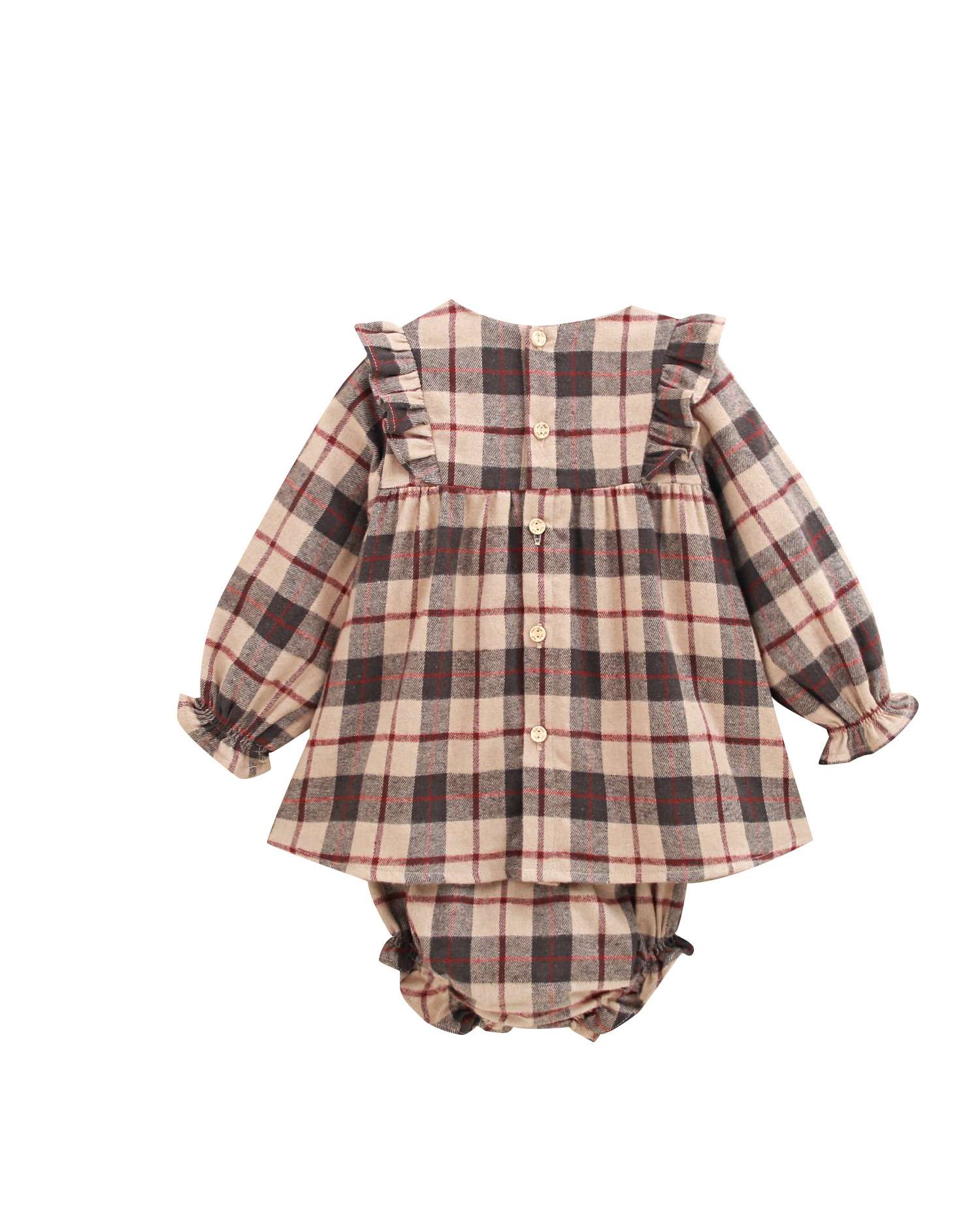 Vestido de bebé niña de cuadro escocés con lazo de terciopelo - Dadati - Multicolor Multicolor-2