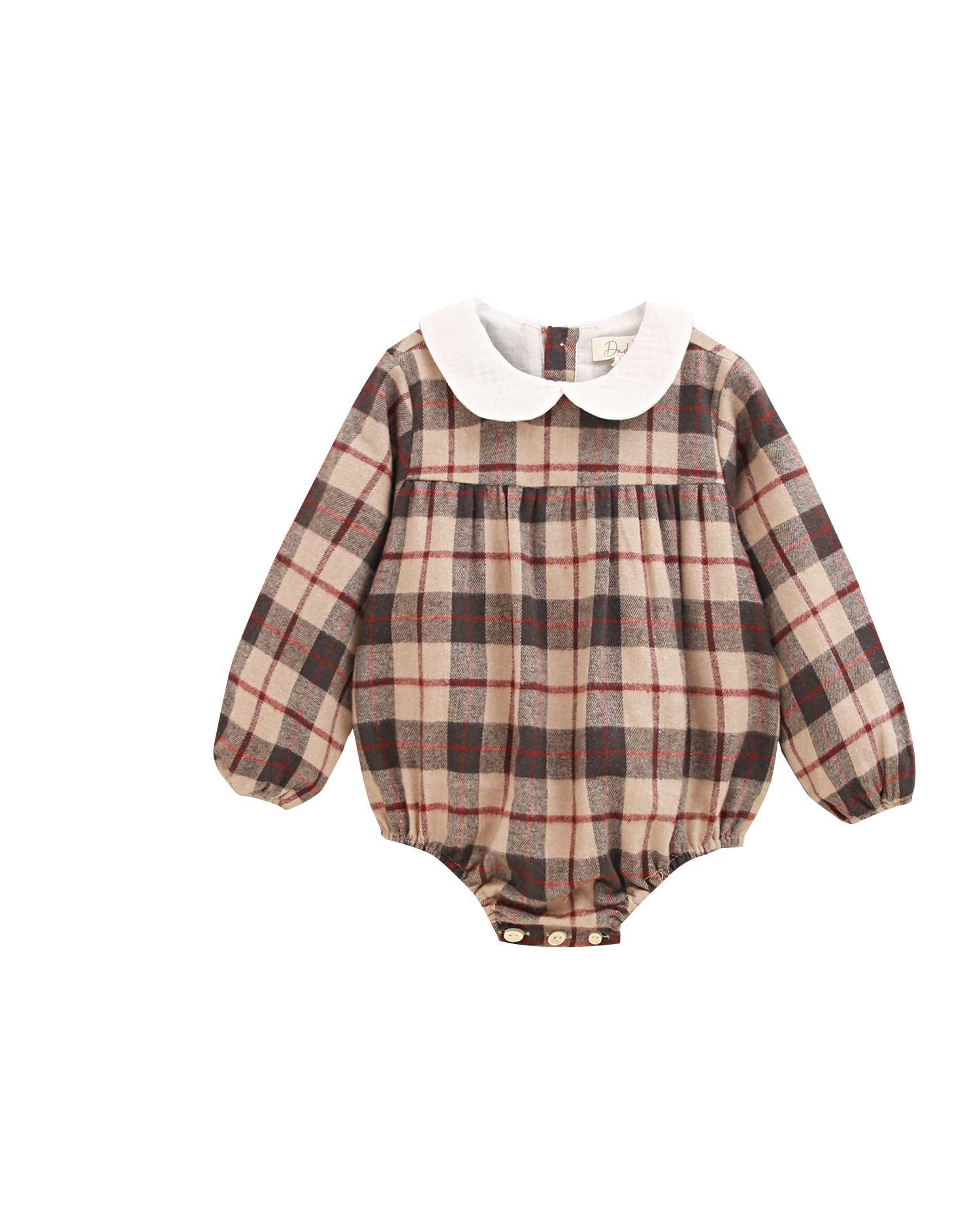 Imagen 0 de Ranita de bebé con cuadro escocés  y cuello peter pan Multicolor
