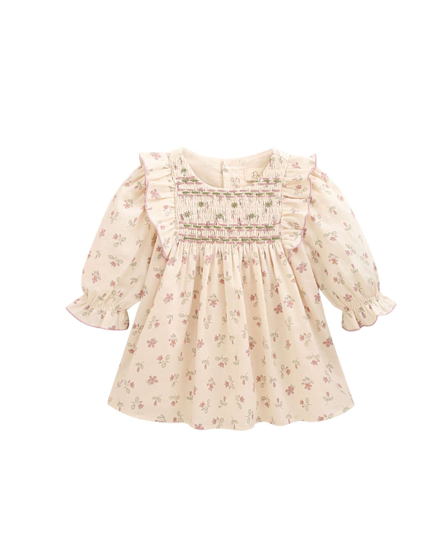 Imagen 0 de Vestido de bebé niña con braguita y smock Natural