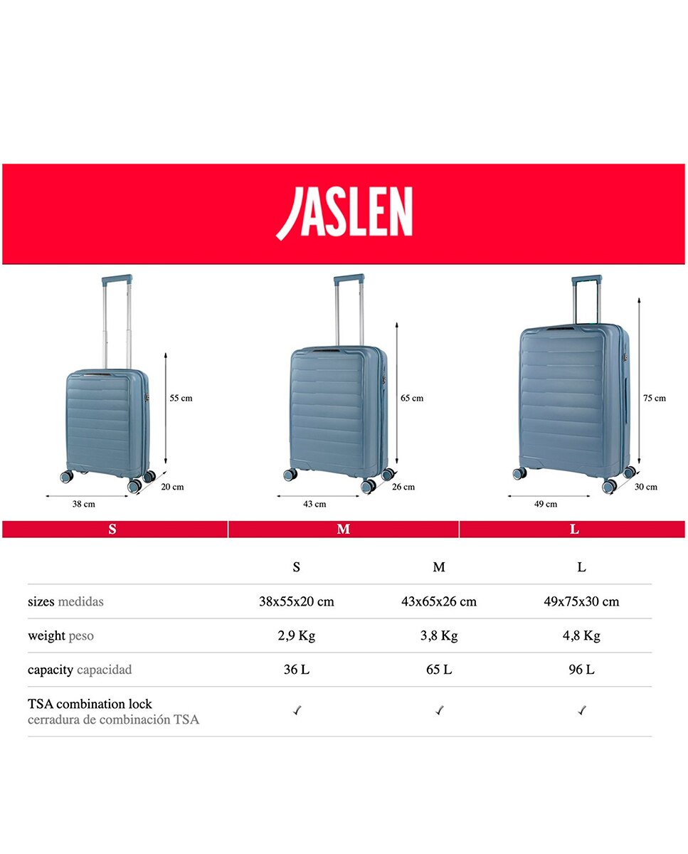 Imagen 6 de Juego de maletas (cabina y grande) luton con capacidad de 132l - Jaslen - Azul Azul