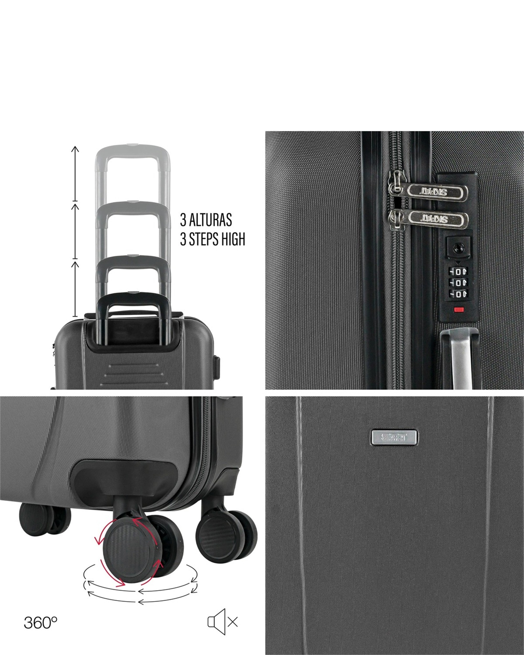 Maleta cabina tiber rígida con capacidad 40 l - SKPAT - Gris Gris-3