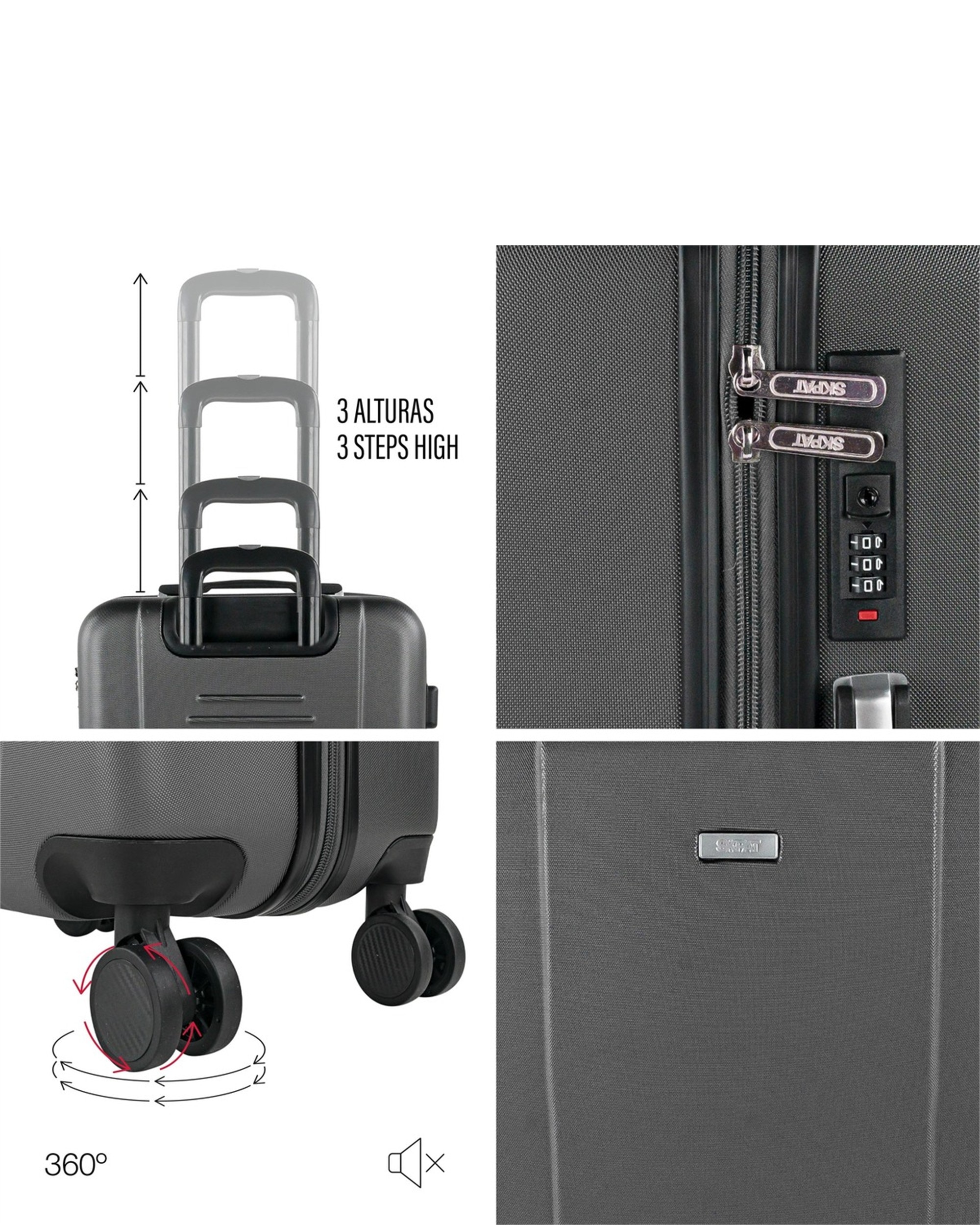 Maleta mediana tiber rígida con capacidad 70l - SKPAT - Gris Gris-3