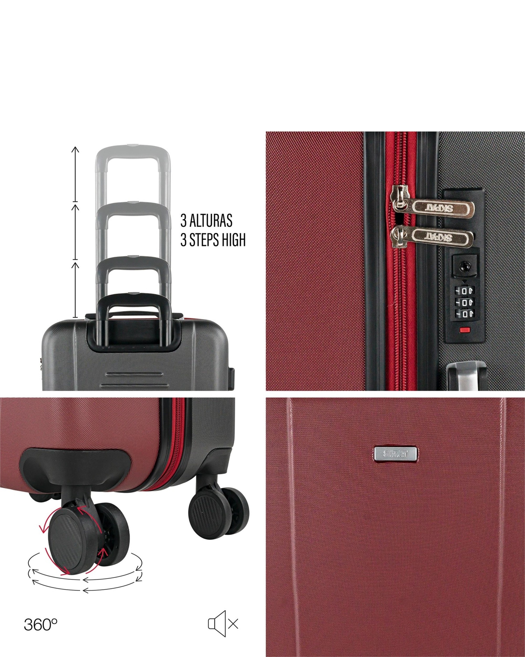 Maleta mediana tiber rígida con capacidad 70l - SKPAT - Rojo Rojo-3