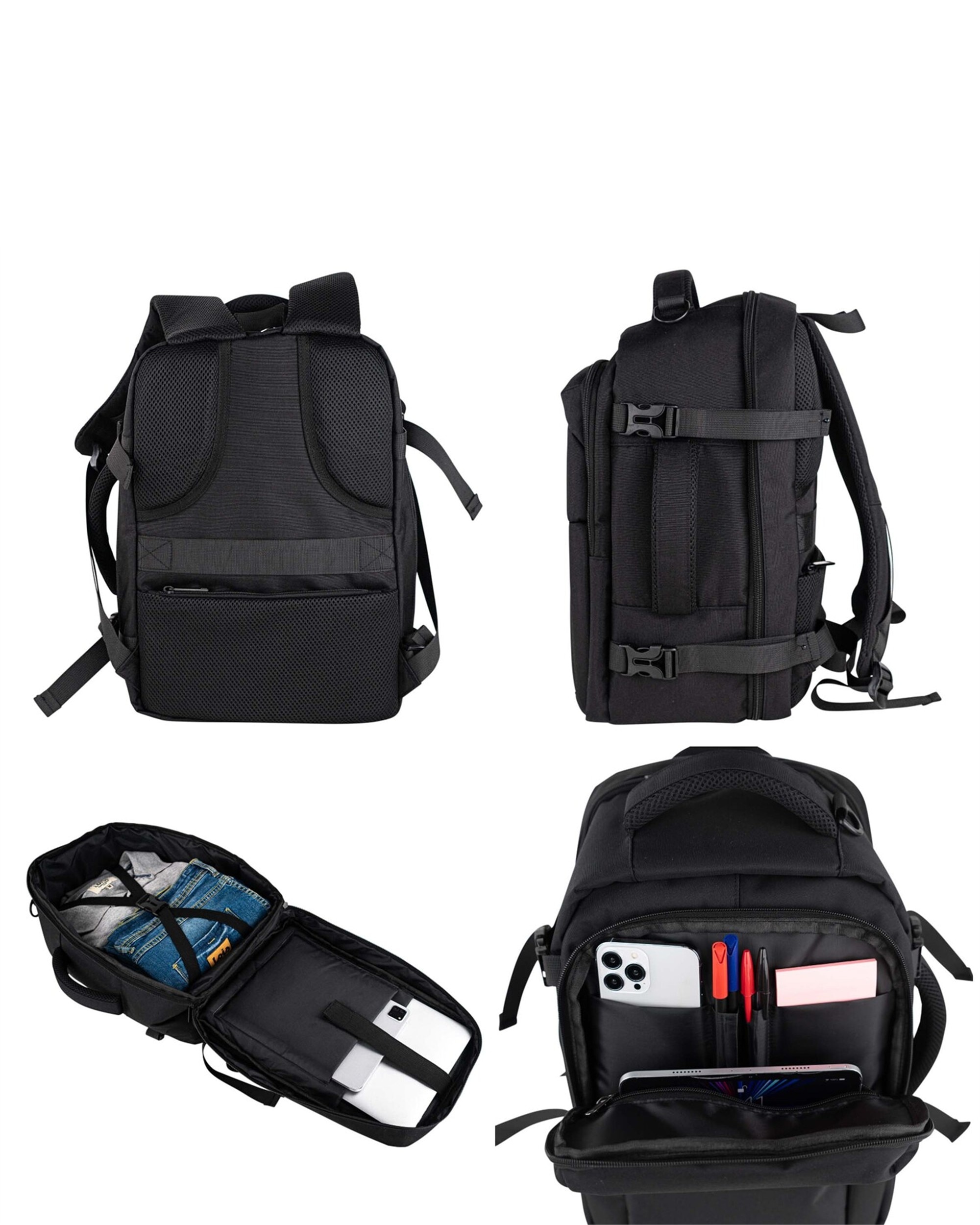 Juego de maleta y mochila de cabina turín capacidad 60l - Jaslen - Negro Negro-4