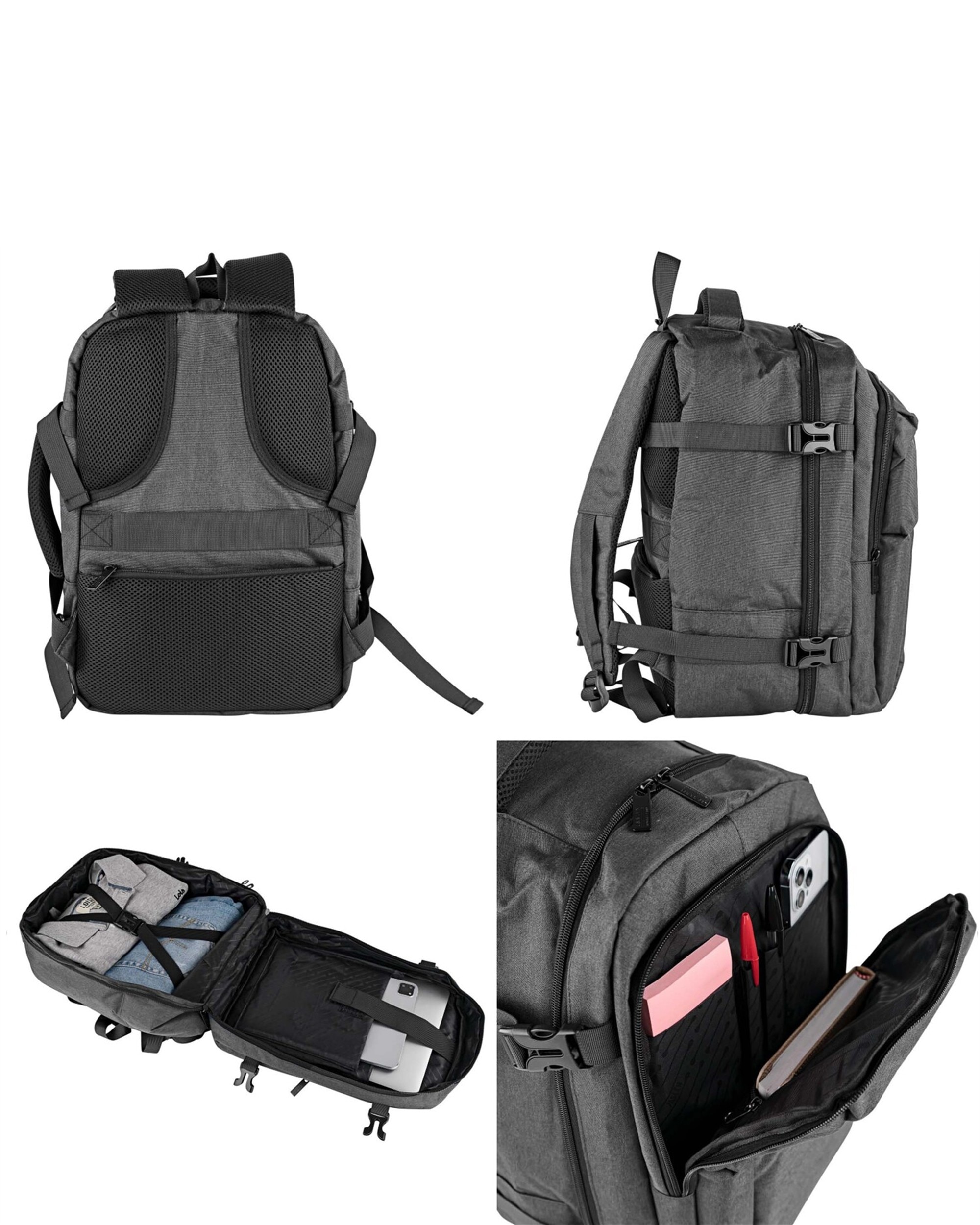 Juego de maleta y mochila de cabina turín capacidad 60l - Jaslen - Gris Gris-4