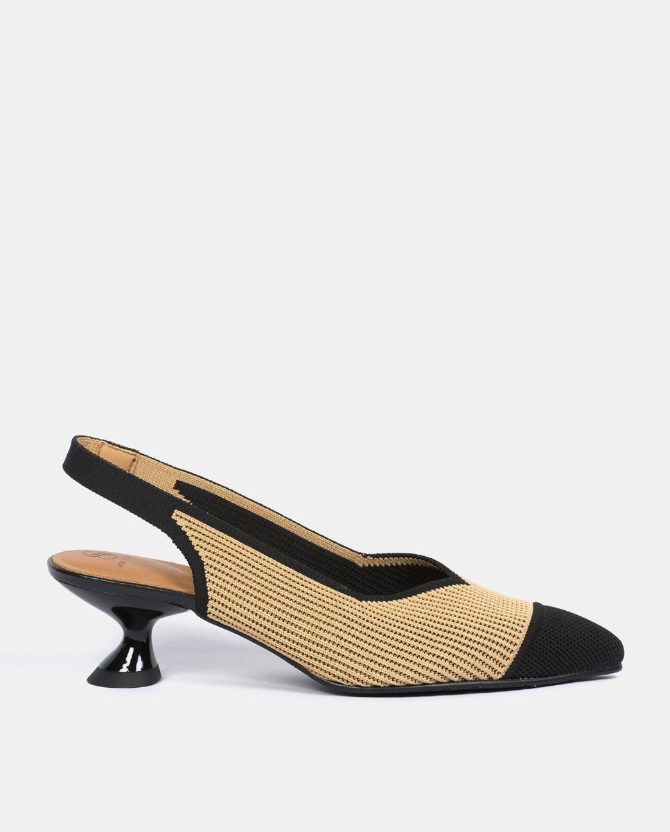 Imagen 0 de Zapatos de salón reine de mujer en tejido reciclado negro Beige